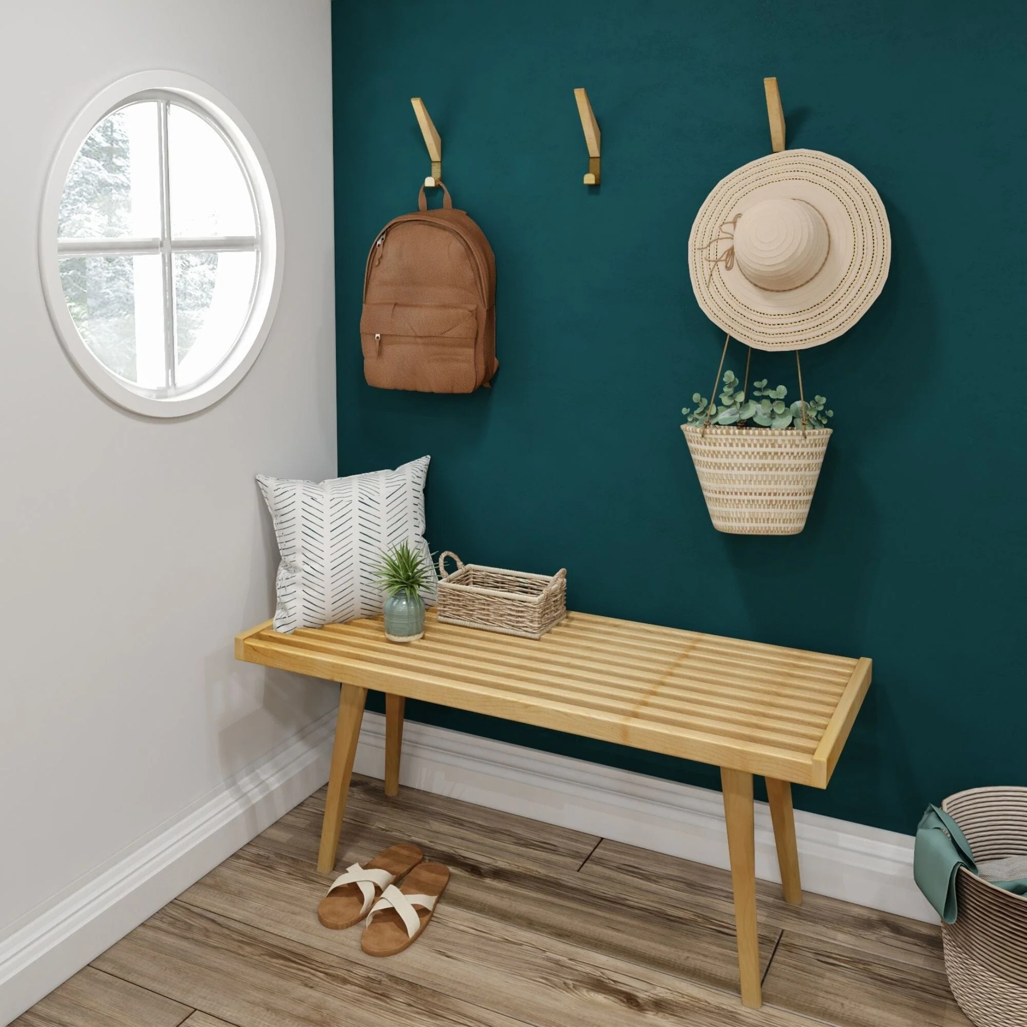Mid-Century Modern Entryway Bench - 41" - Image 8