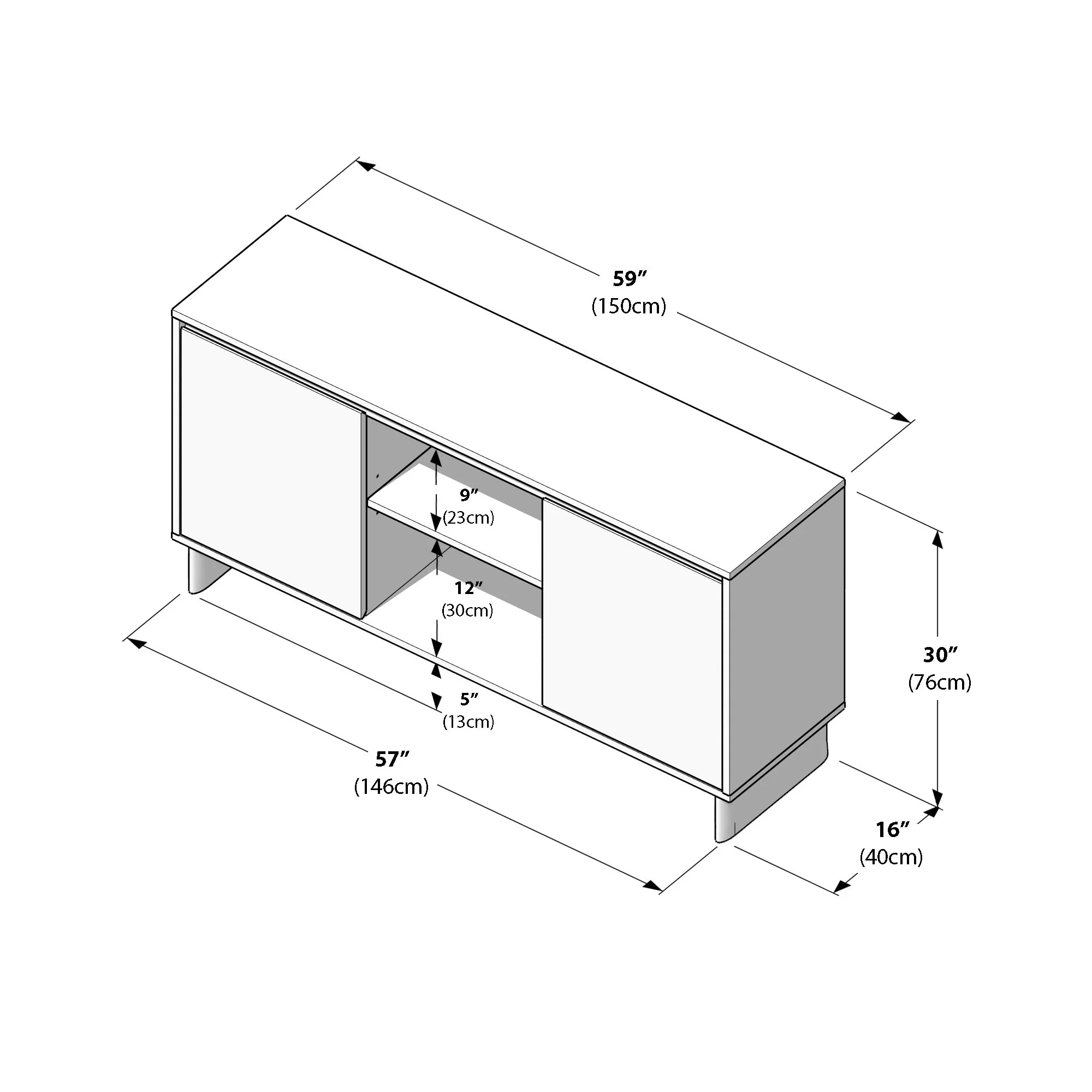 Modern 2-Door Sideboard - 59" - Image 37