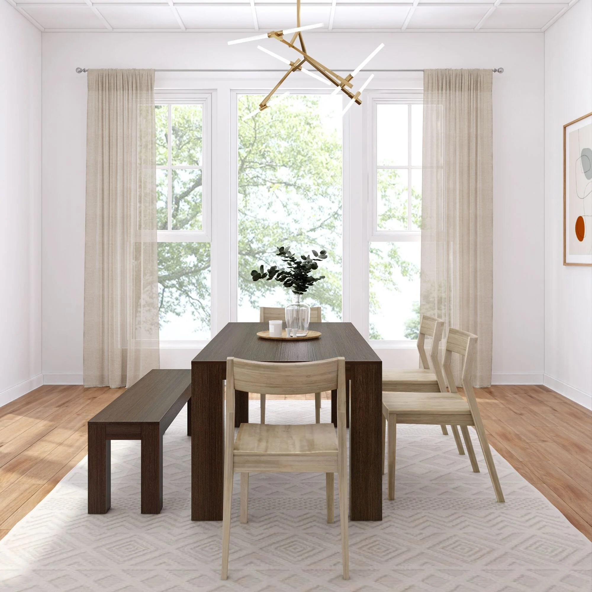 Modern Dining Set with Bench + 4 Chairs - Image 107