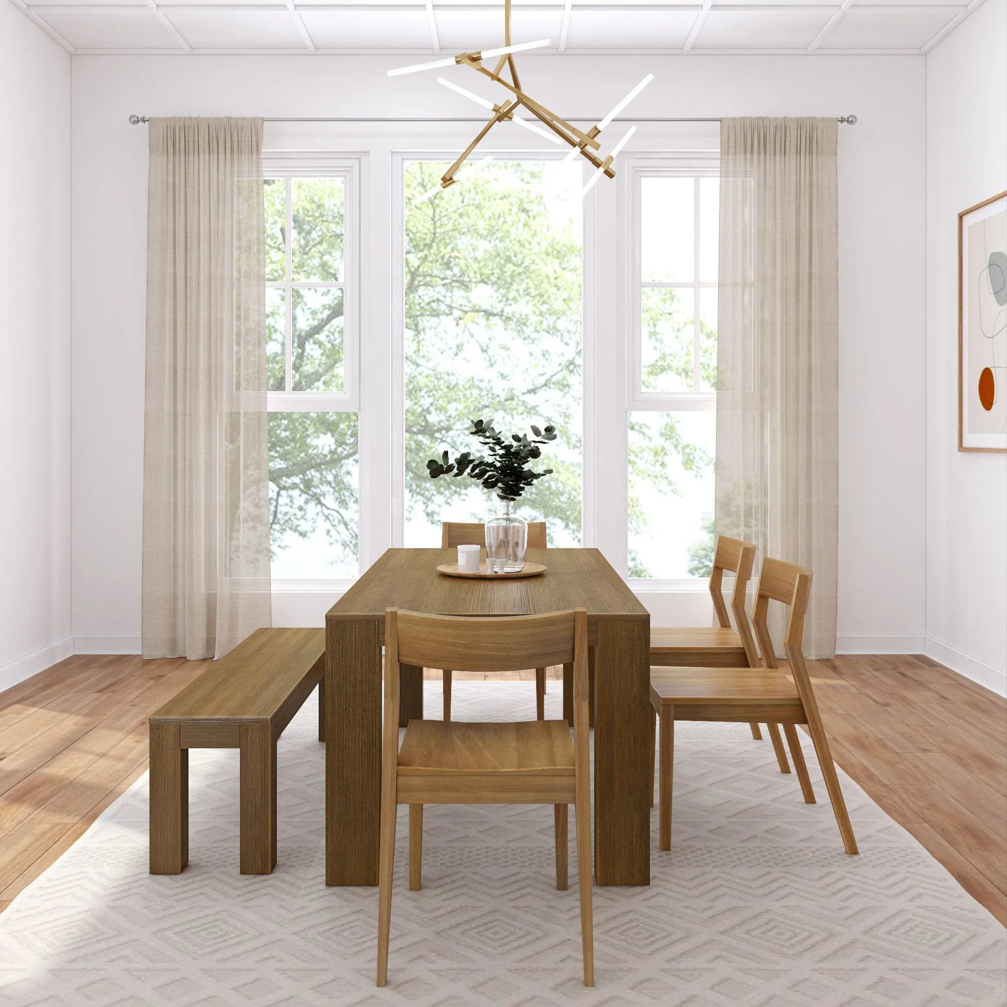Modern Dining Set with Bench + 4 Chairs - Image 114