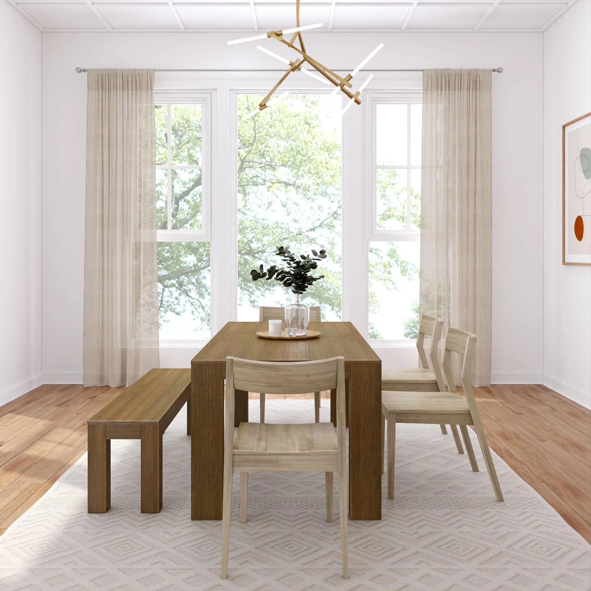 Modern Dining Set with Bench + 4 Chairs - Image 116