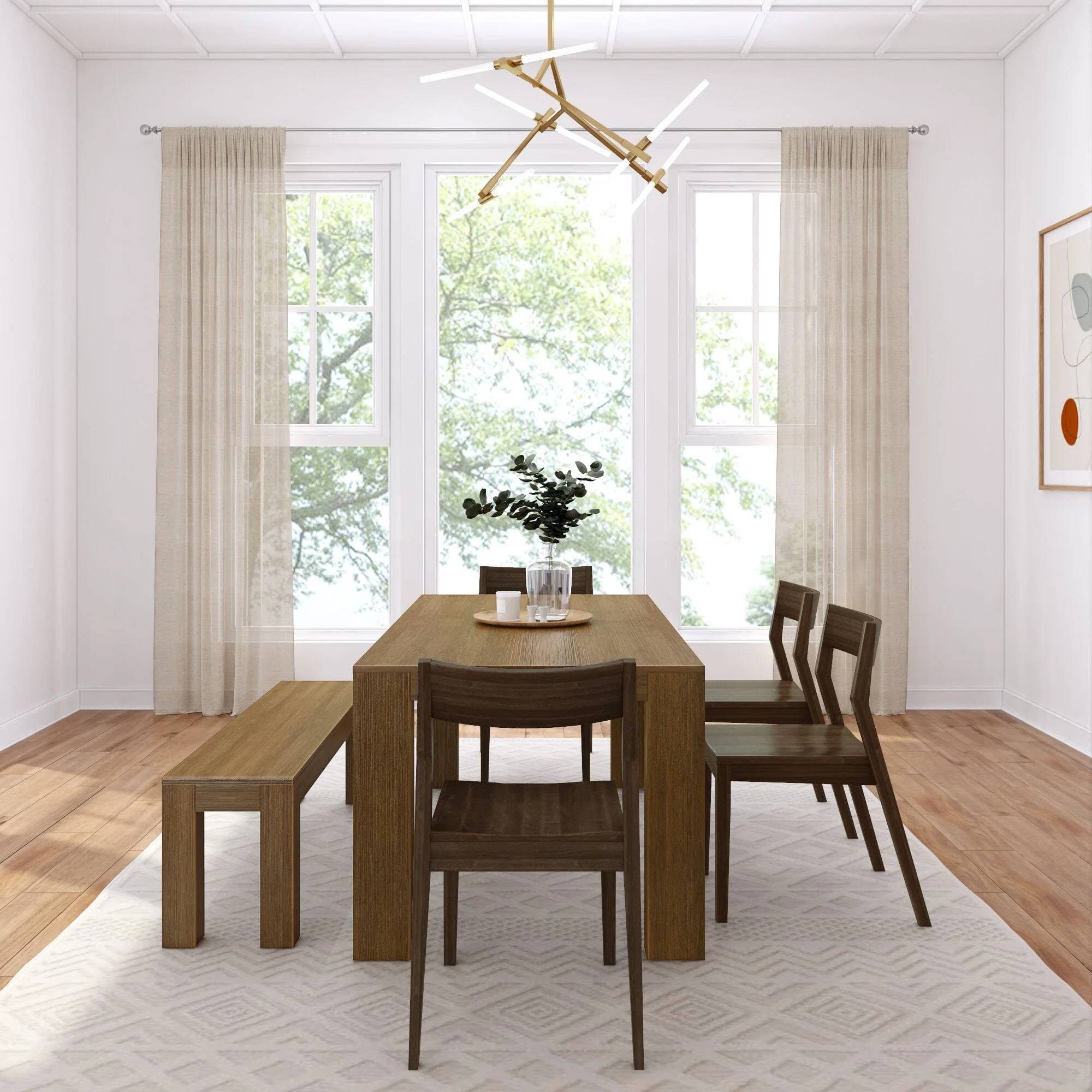Modern Dining Set with Bench + 4 Chairs - Image 126