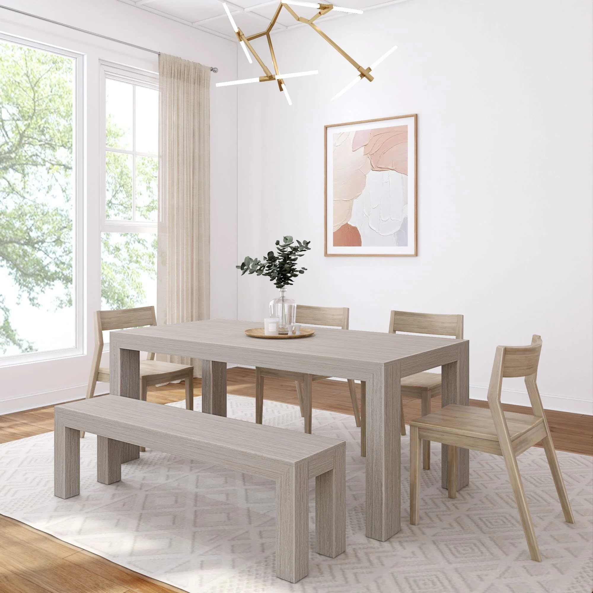 Modern Dining Set with Bench + 4 Chairs - Image 14