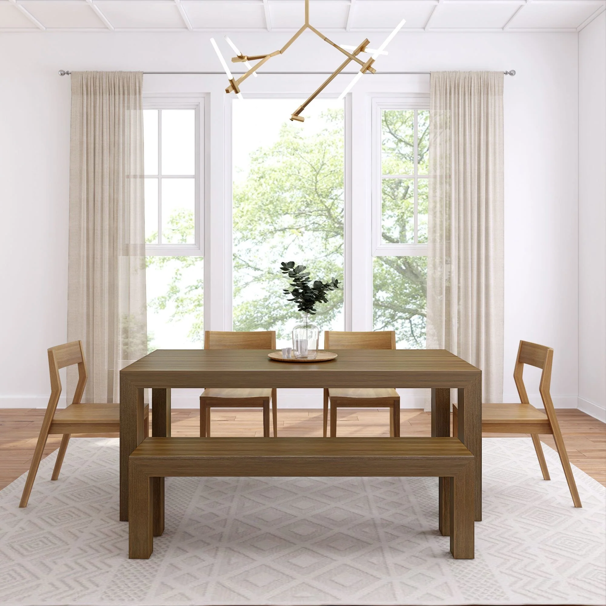 Modern Dining Set with Bench + 4 Chairs - Image 21