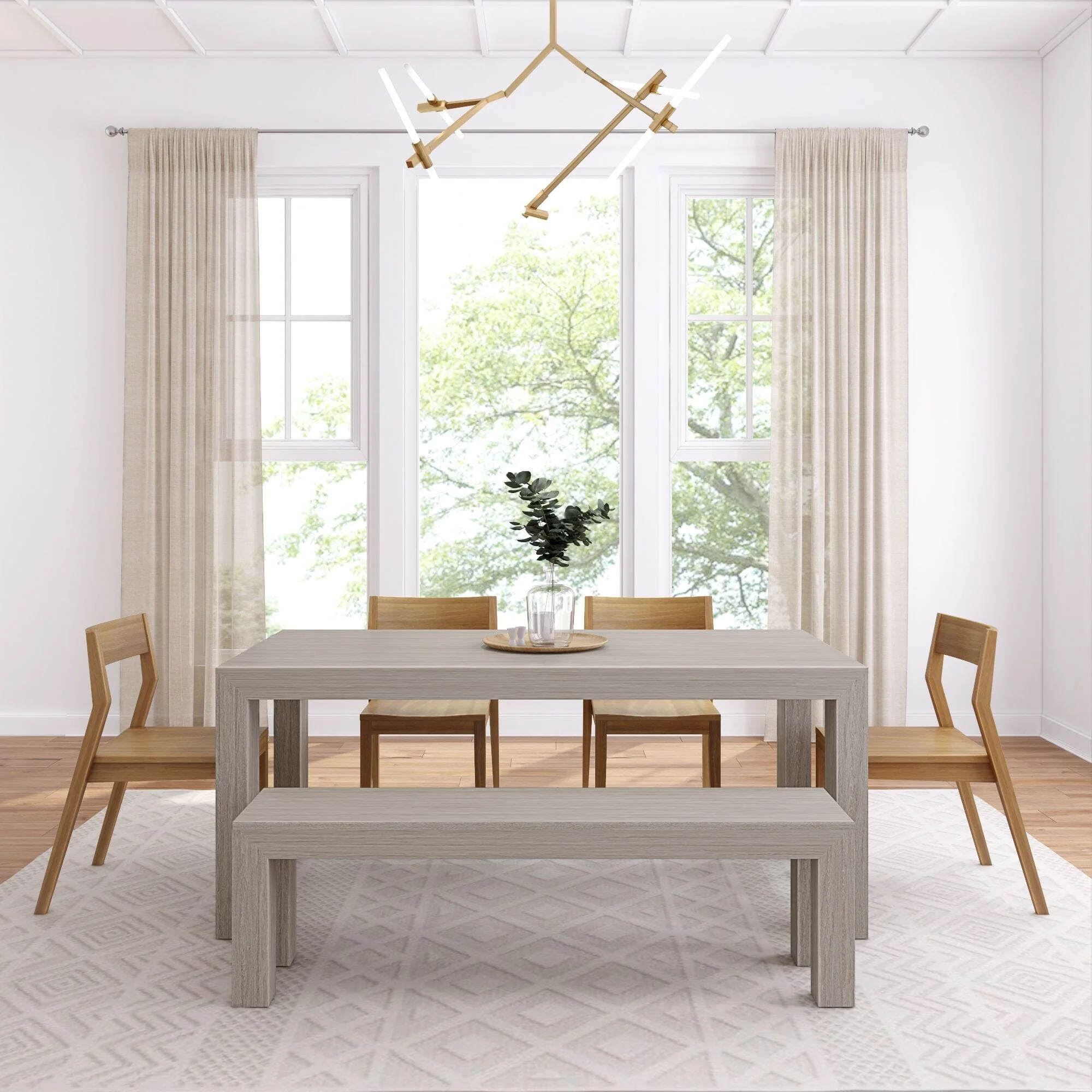 Modern Dining Set with Bench + 4 Chairs - Image 32