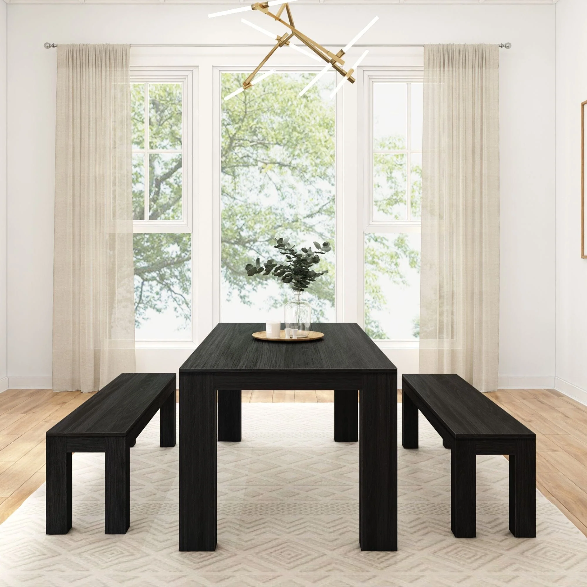 Modern Dining Set with Benches - 72" - Image 10