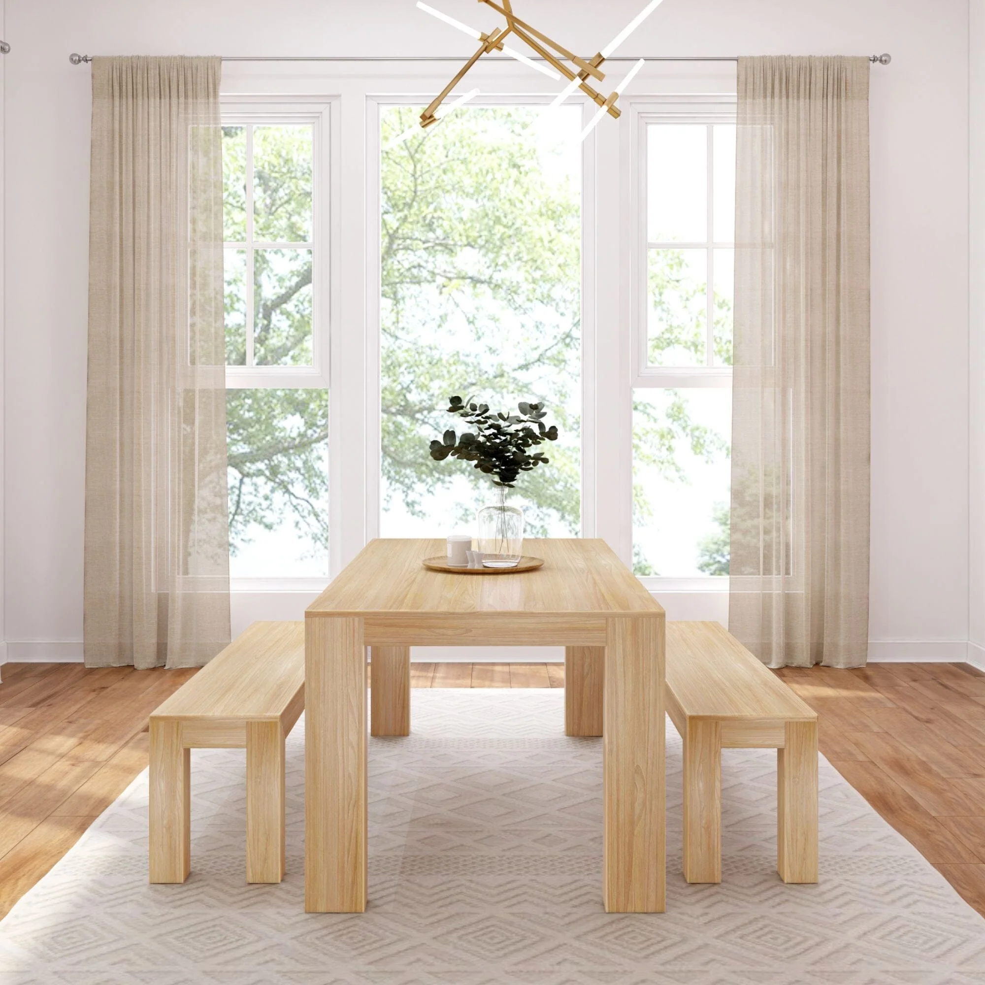 Modern Dining Set with Benches - 72" - Image 11