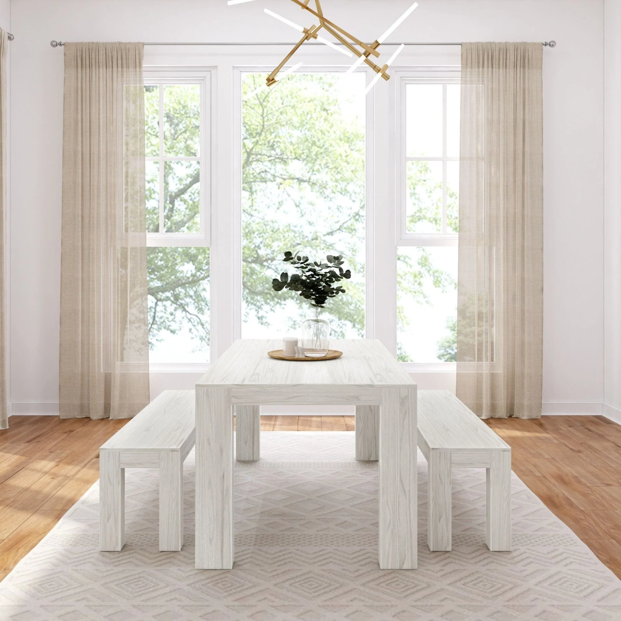Modern Dining Set with Benches - 72" - Image 12
