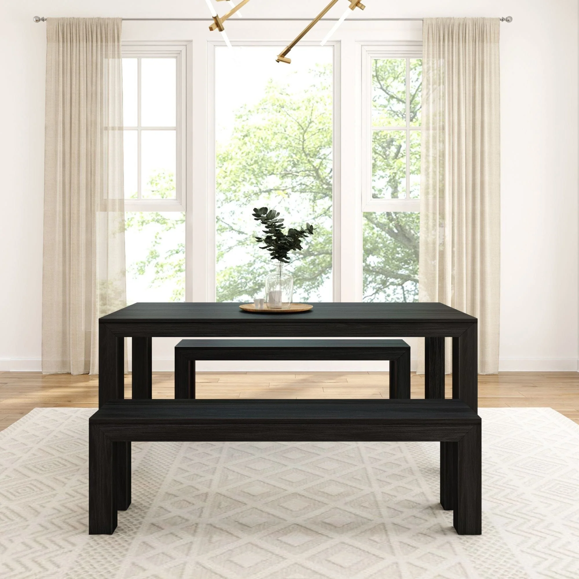 Modern Dining Set with Benches - 72" - Image 16