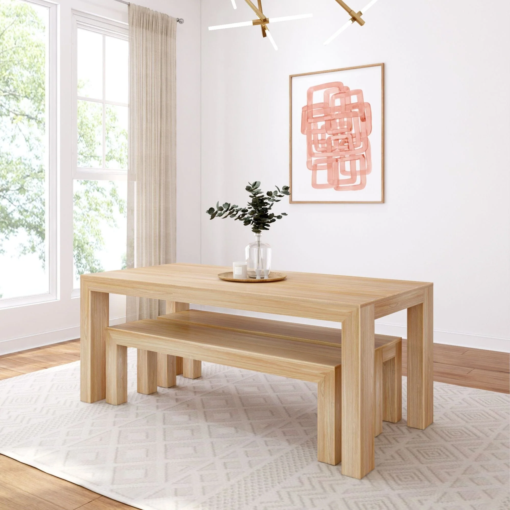 Modern Dining Set with Benches - 72" - Image 17