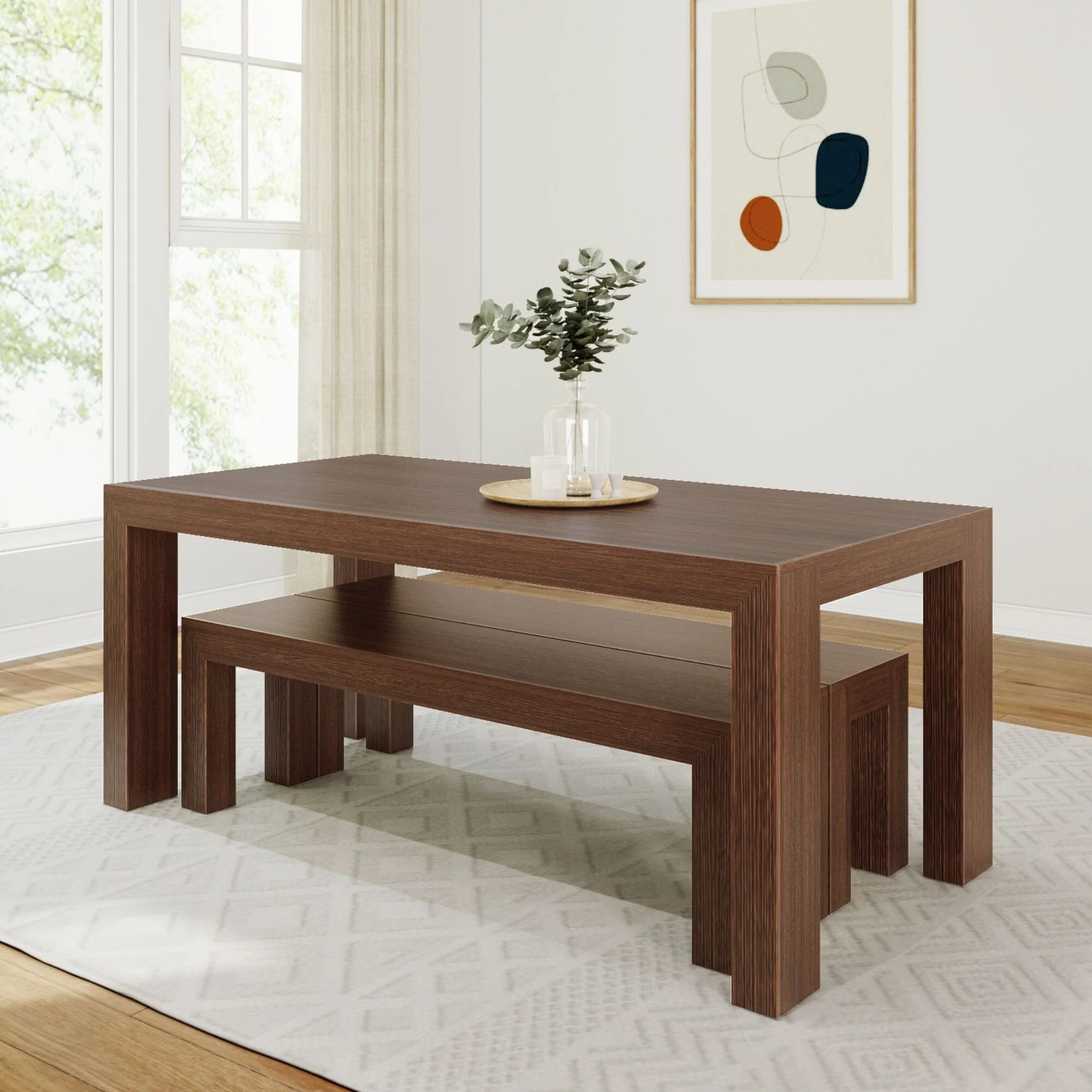 Modern Dining Set with Benches - 72" - Image 19
