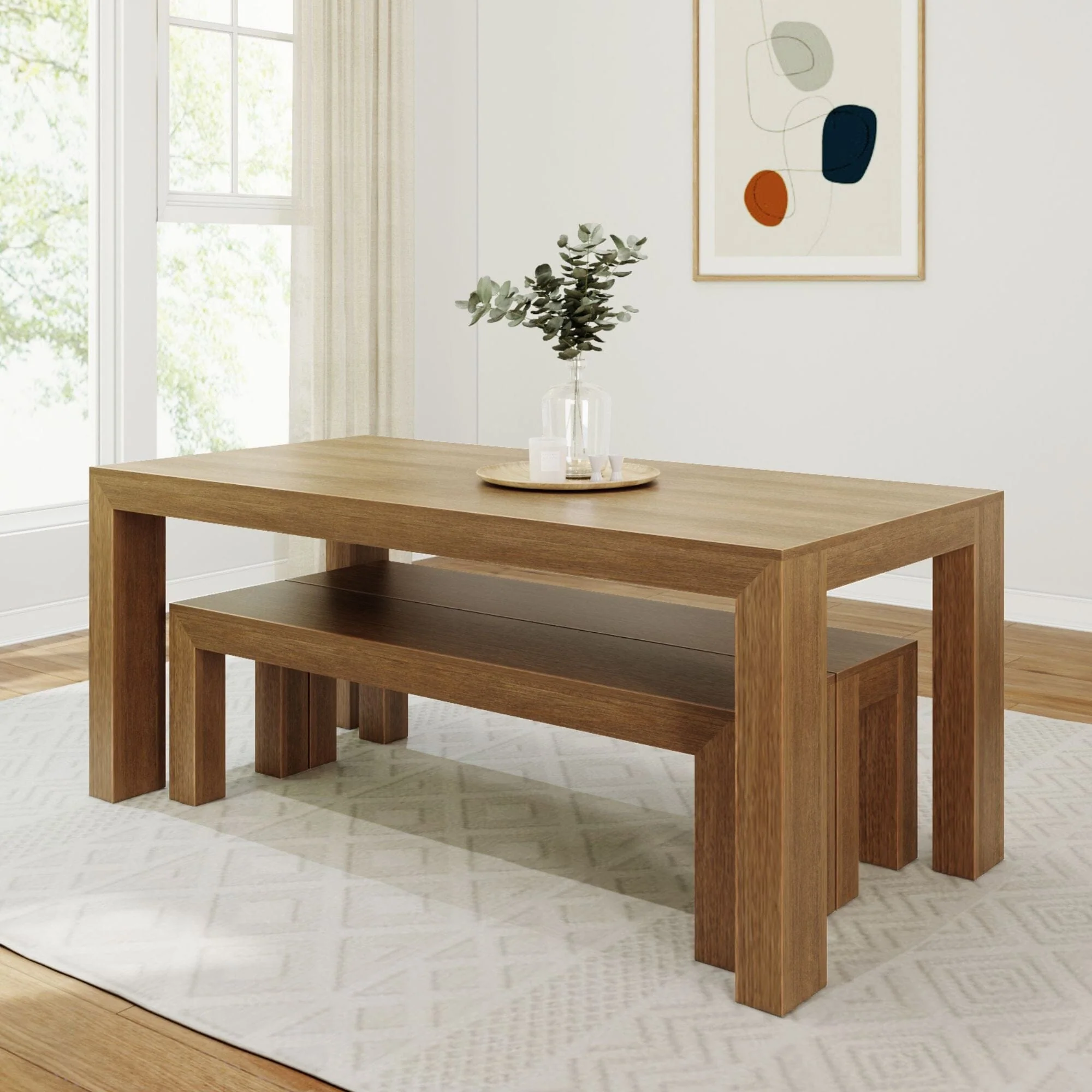 Modern Dining Set with Benches - 72" - Image 20