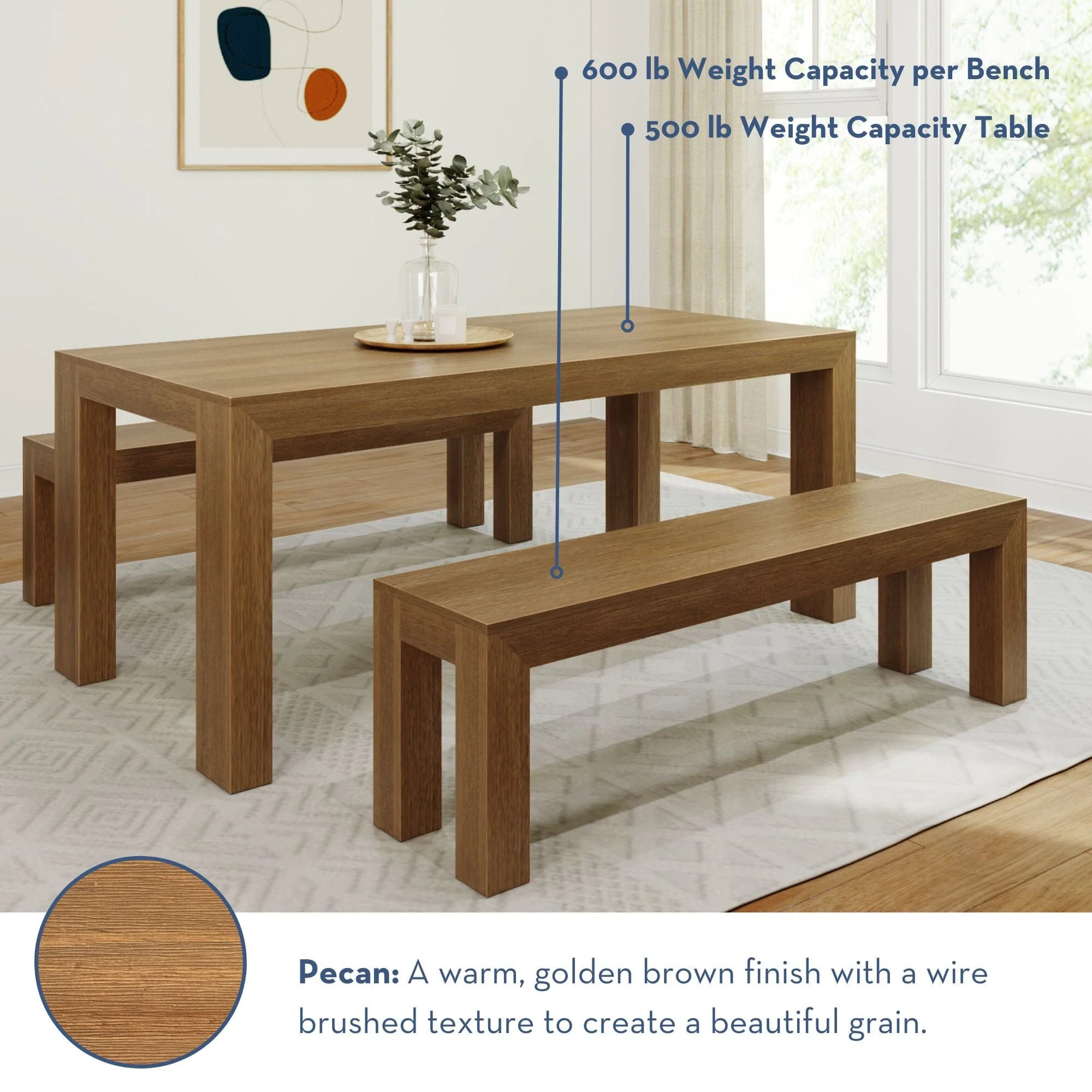 Modern Dining Set with Benches - 72" - Image 27