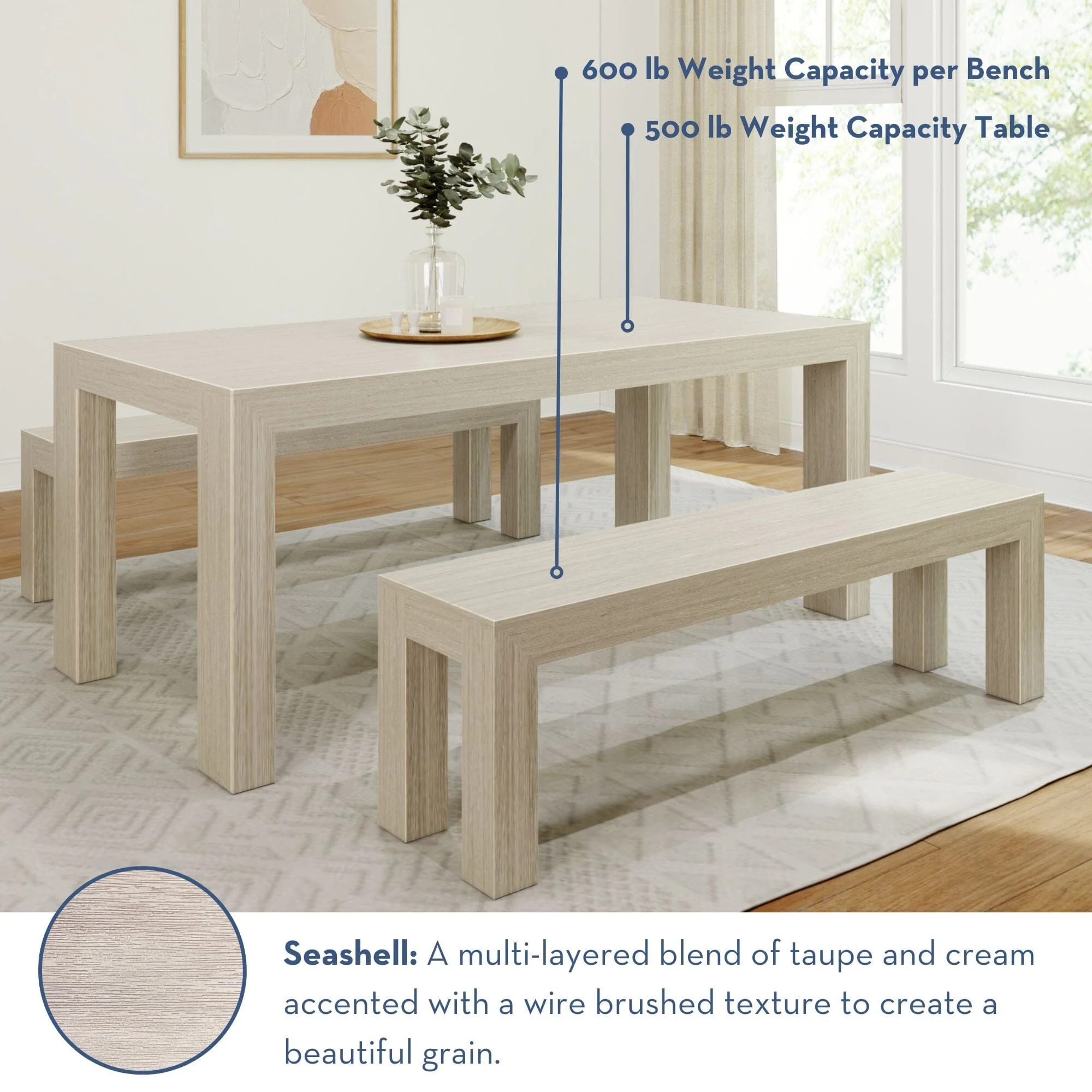 Modern Dining Set with Benches - 72" - Image 28