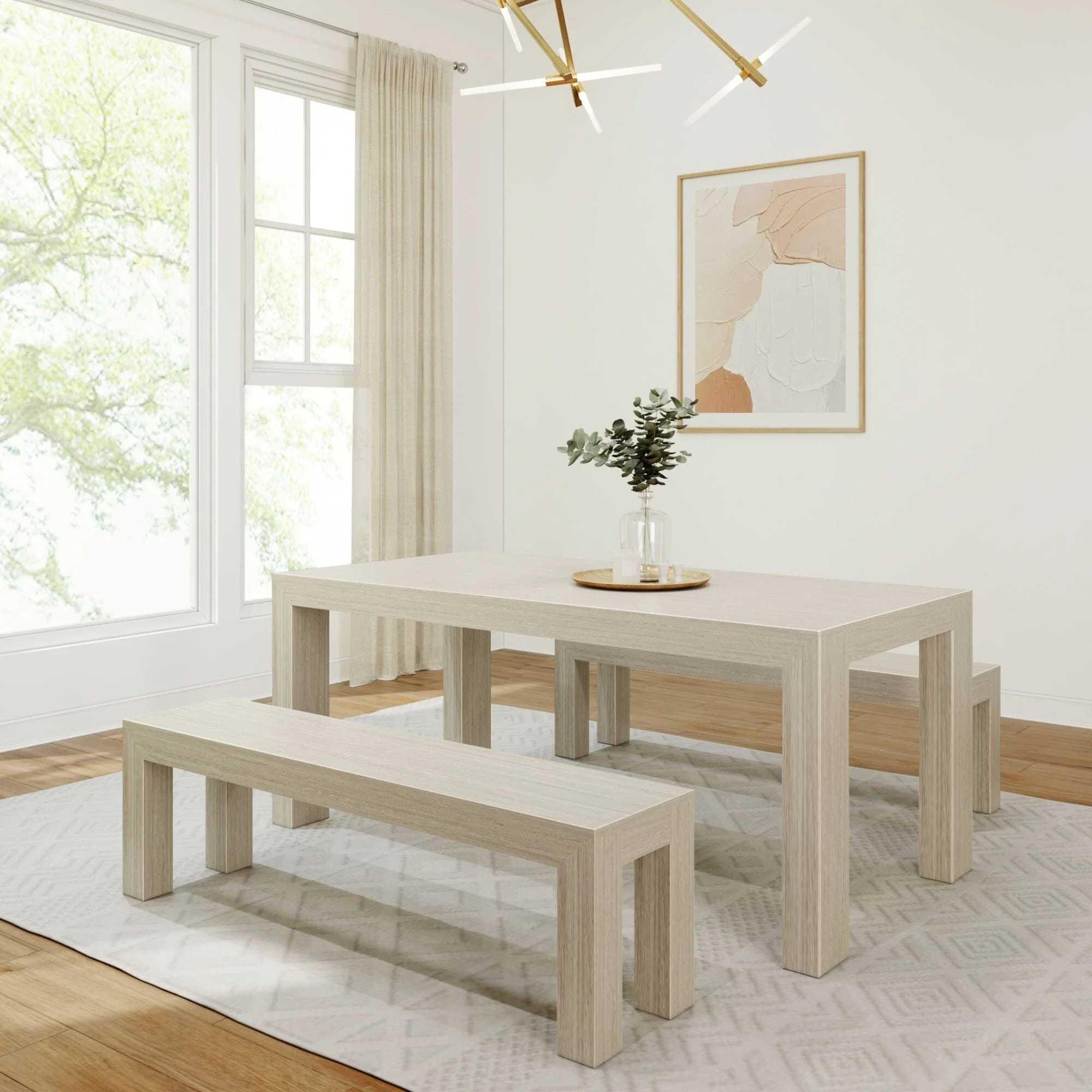 Modern Dining Set with Benches - 72" - Image 3
