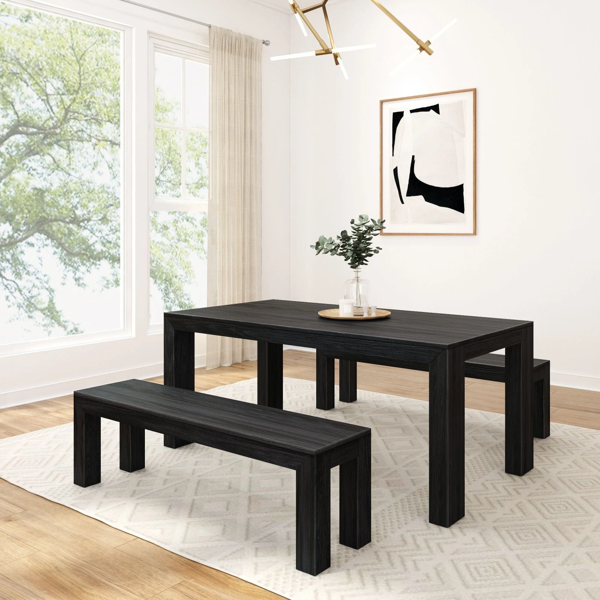 Modern Dining Set with Benches - 72" - Image 4