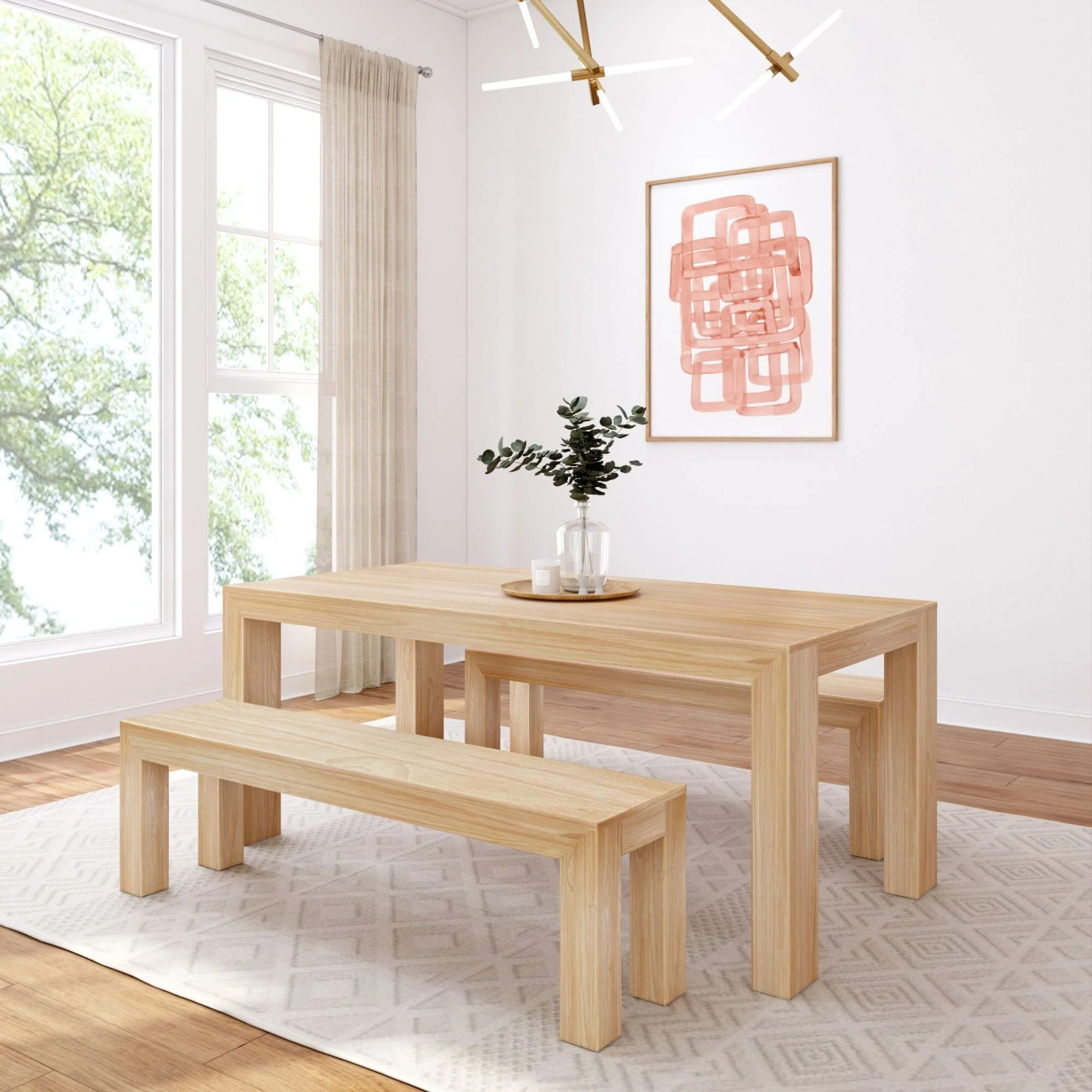 Modern Dining Set with Benches - 72" - Image 5