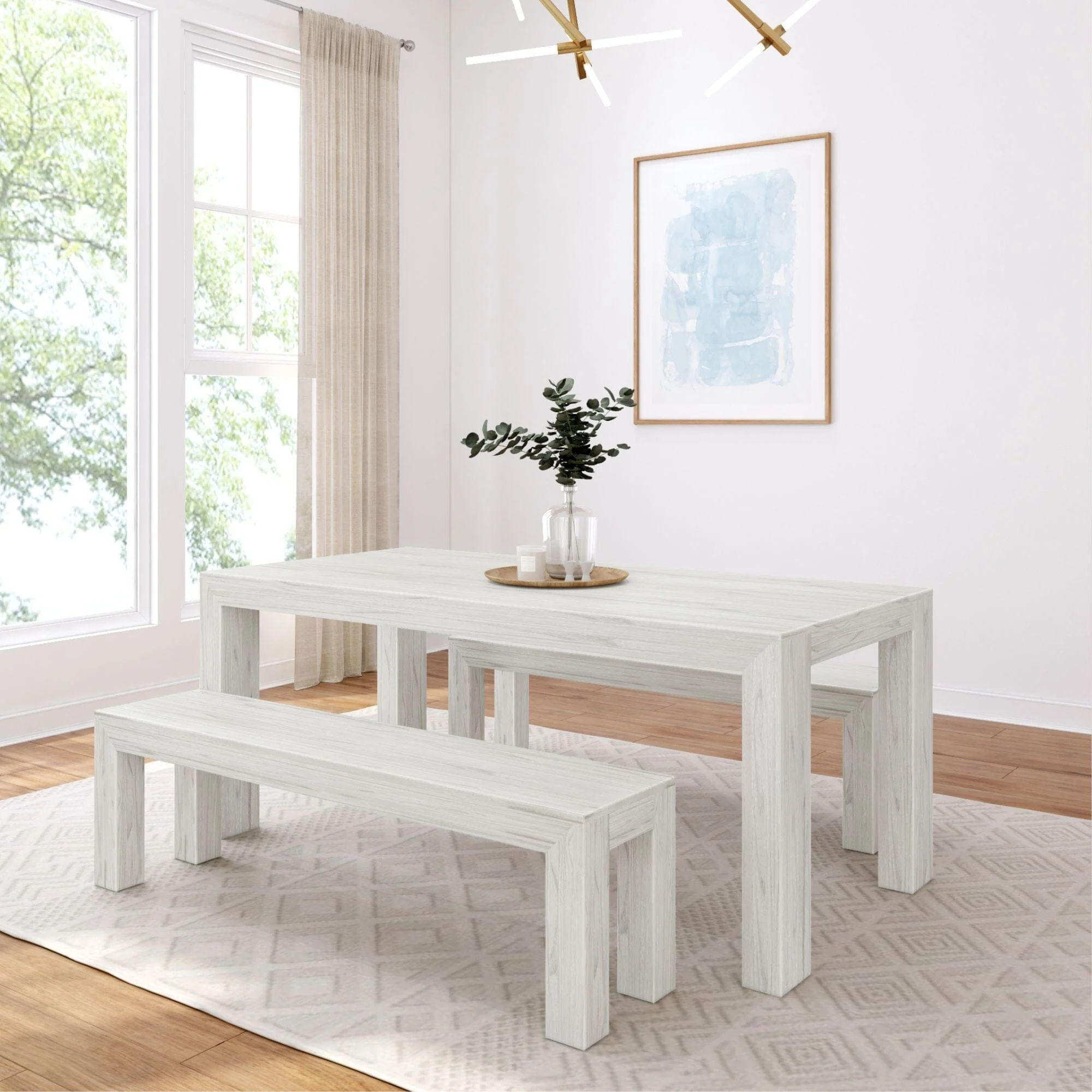 Modern Dining Set with Benches - 72" - Image 6