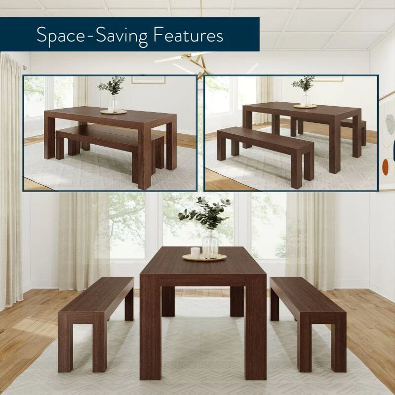 Modern Dining Set with Benches - 72" - Image 7