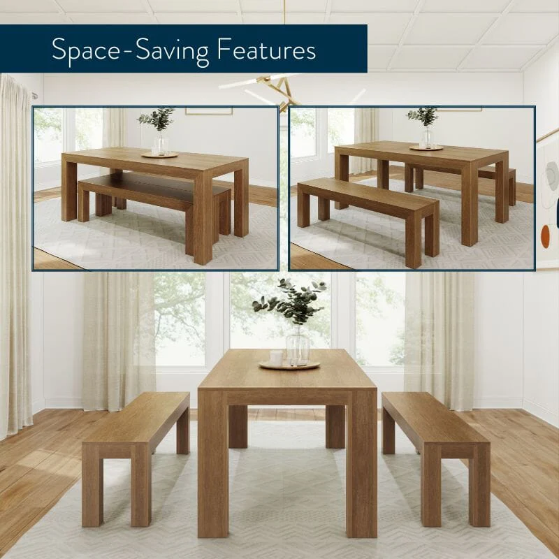 Modern Dining Set with Benches - 72" - Image 8