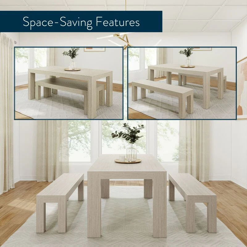 Modern Dining Set with Benches - 72" - Image 9