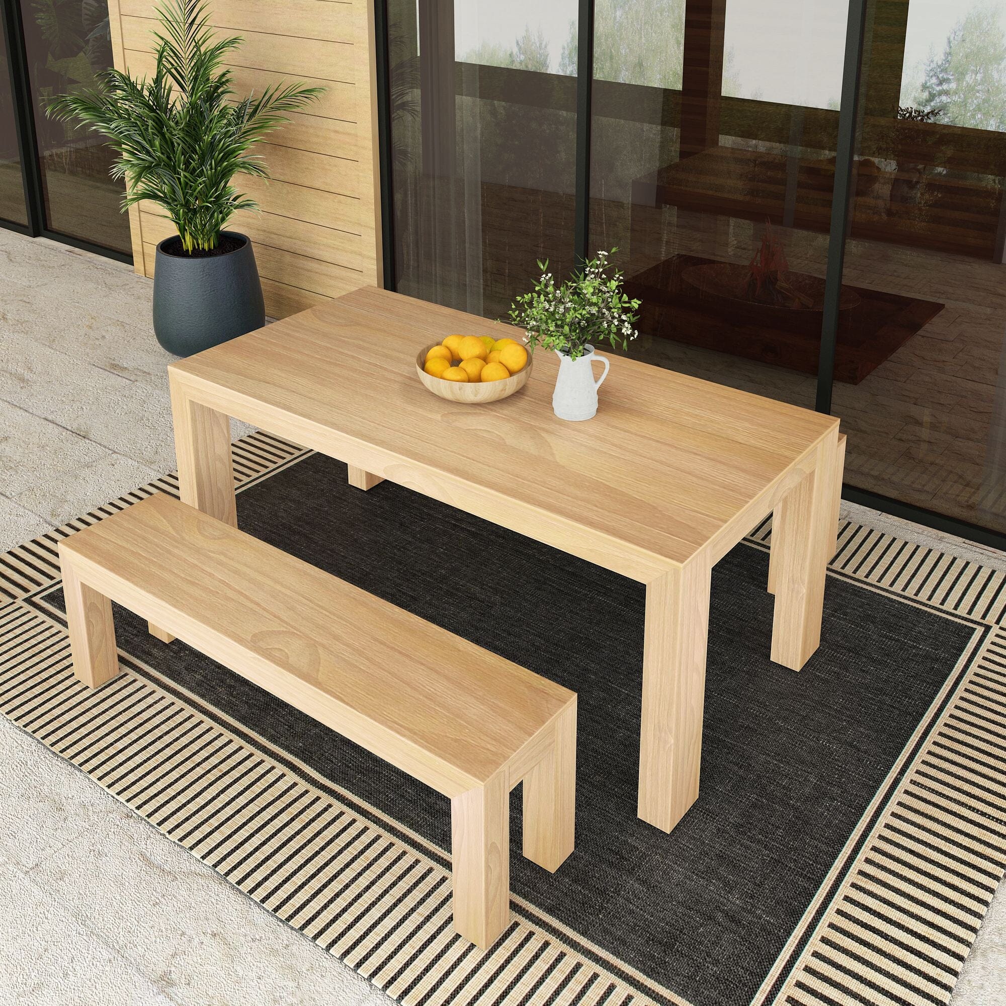Modern Outdoor Solid Wood Bench - Image 13
