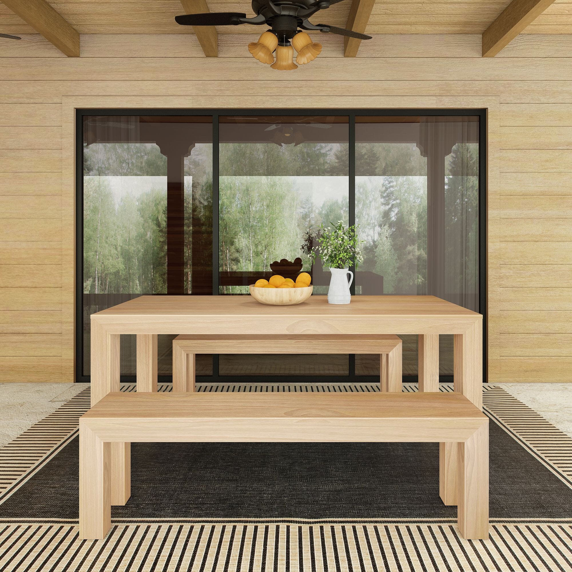Modern Outdoor Solid Wood Bench - Image 5