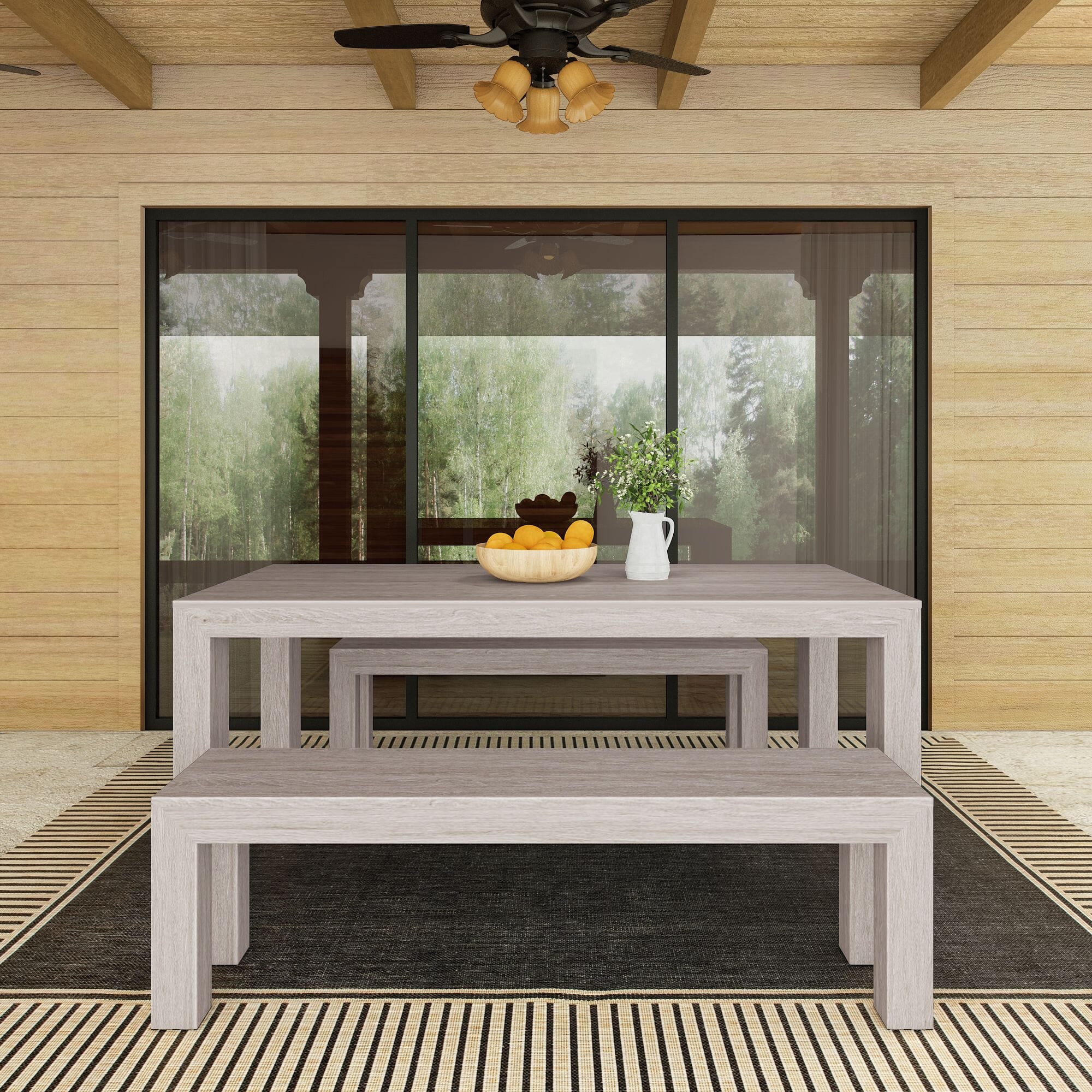 Modern Outdoor Solid Wood Bench - Image 8