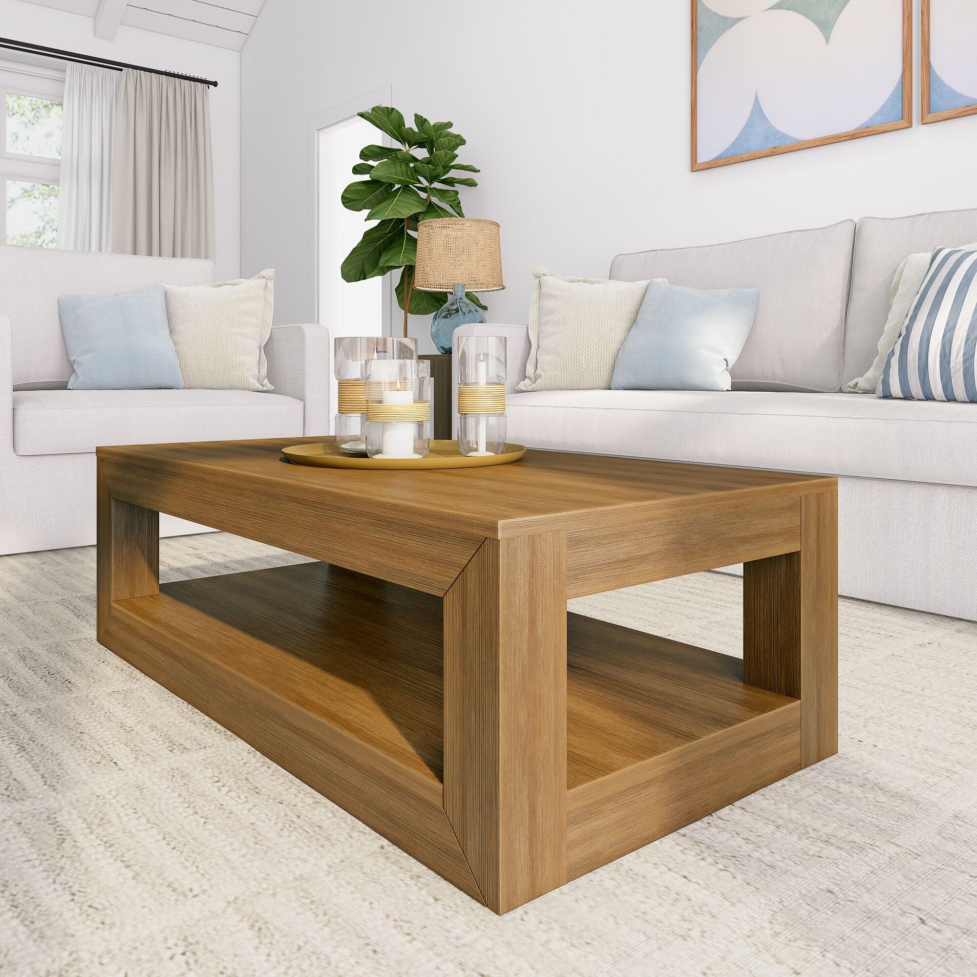 Modern Coffee Table with Shelf - 40" - Image 3