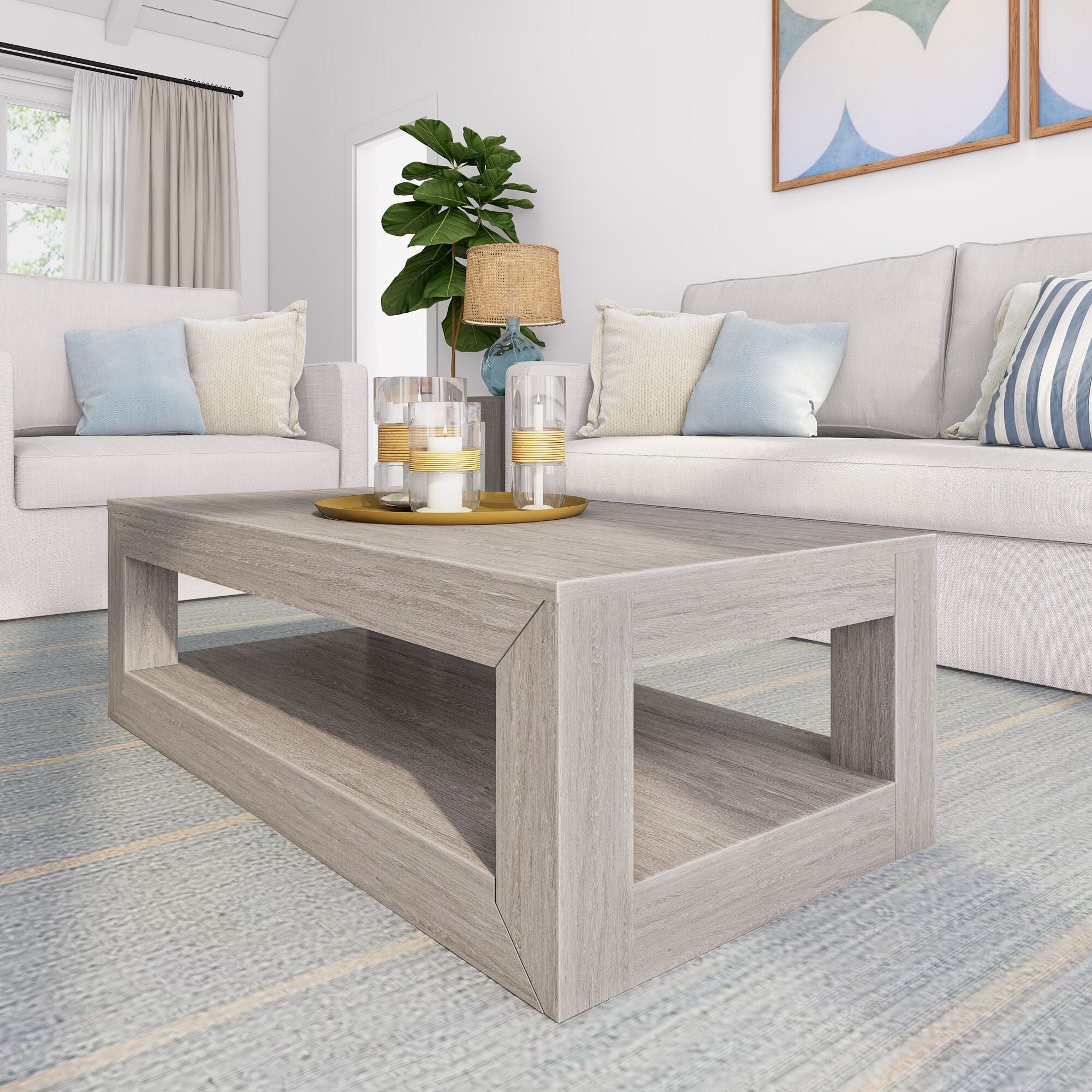 Modern Coffee Table with Shelf - 40" - Image 4