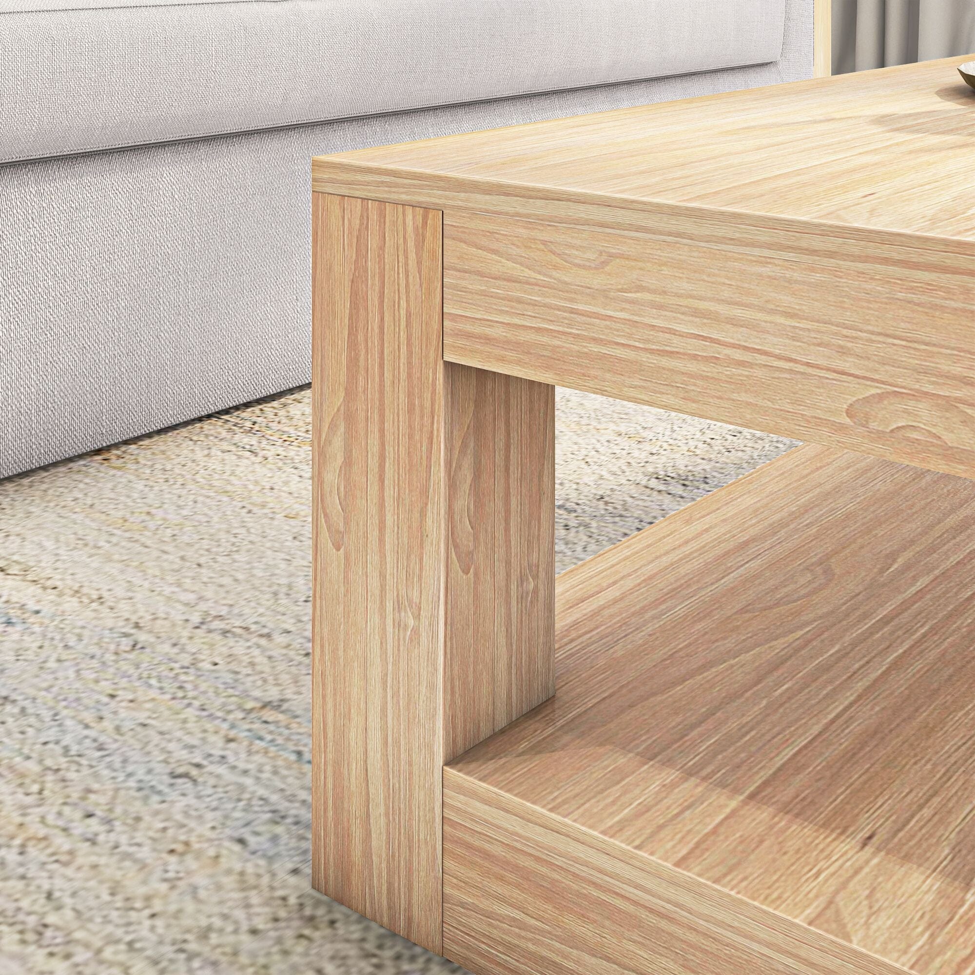 Modern Coffee Table with Shelf - 48" - Image 13