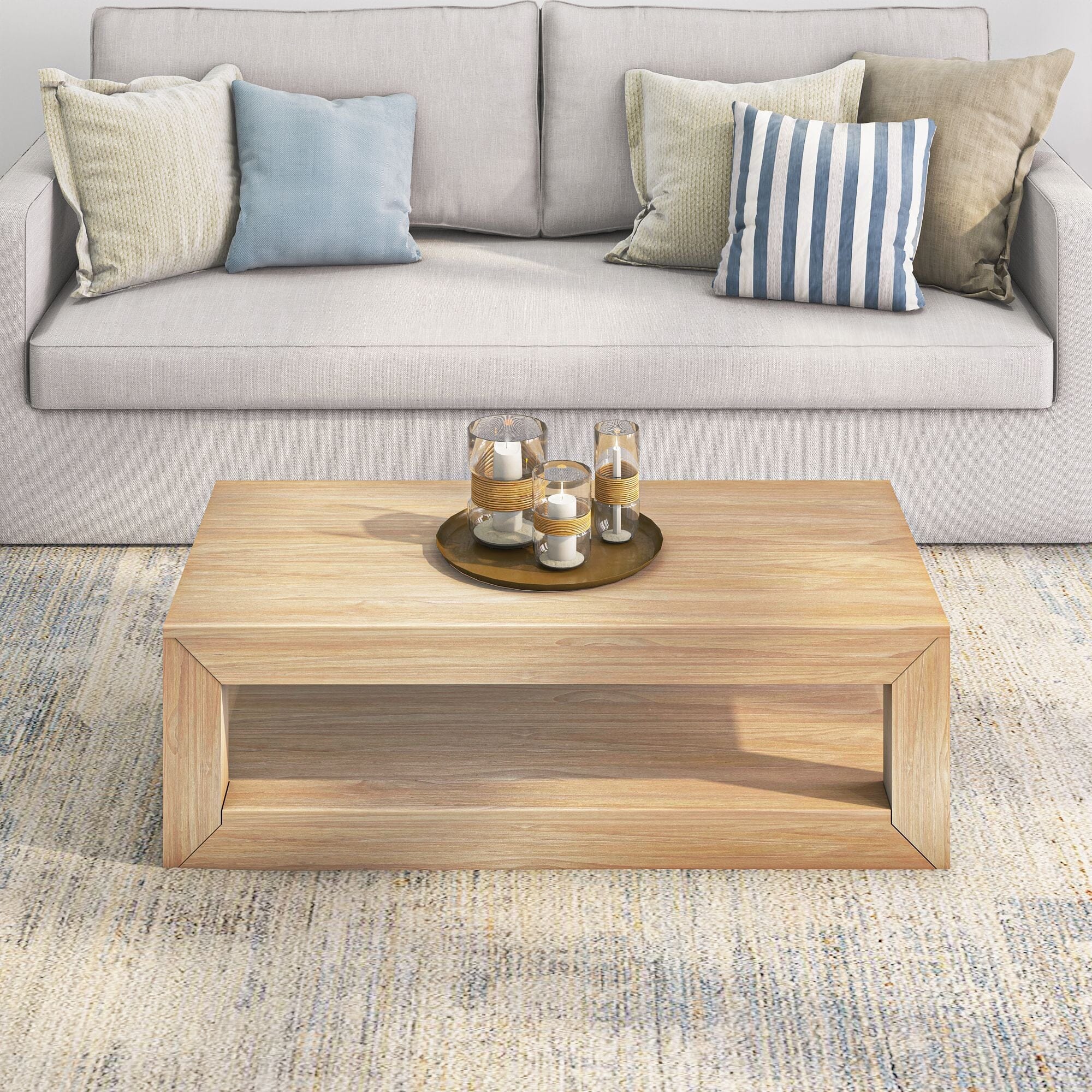 Modern Coffee Table with Shelf - 48" - Image 17