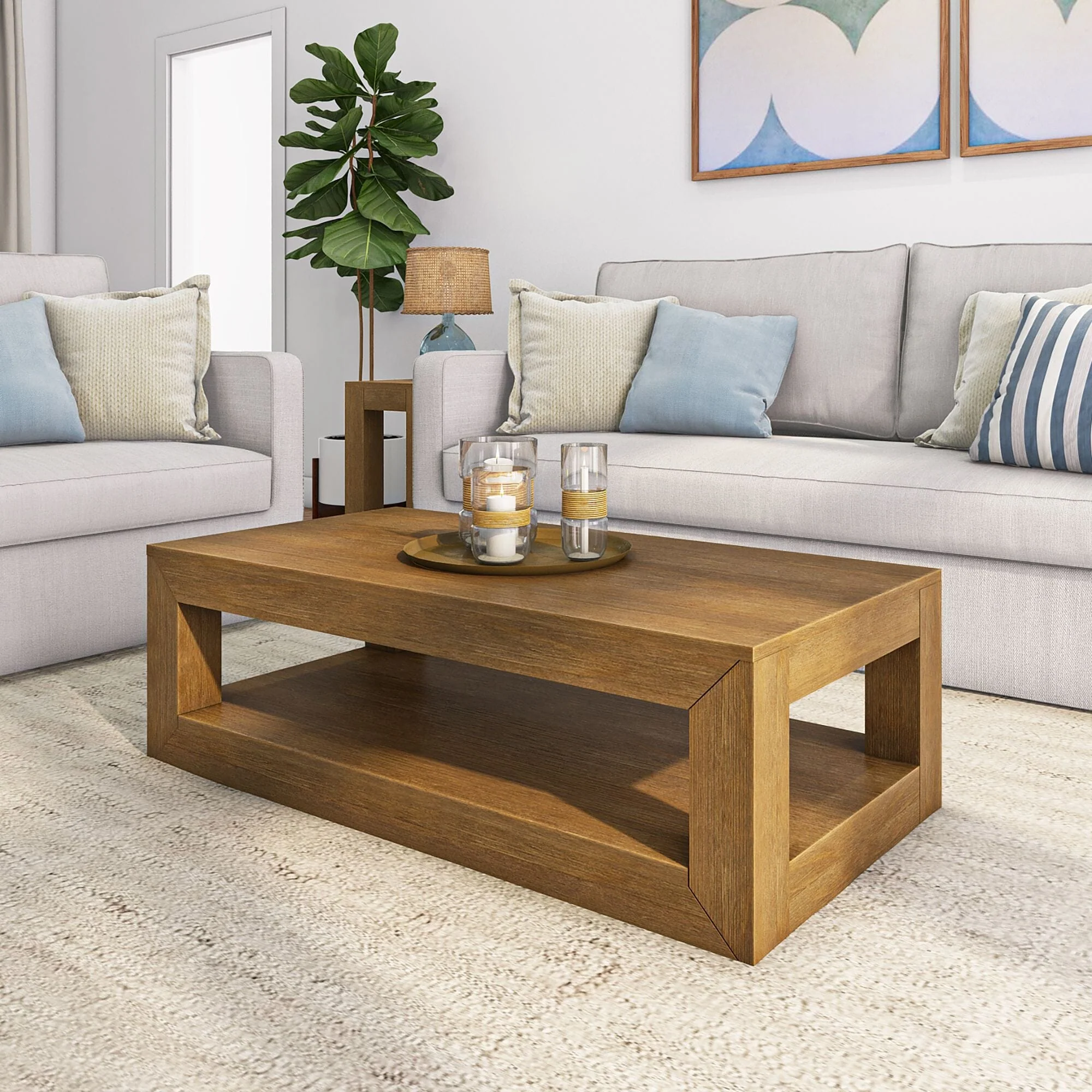Modern Coffee Table with Shelf - 48" - Image 3