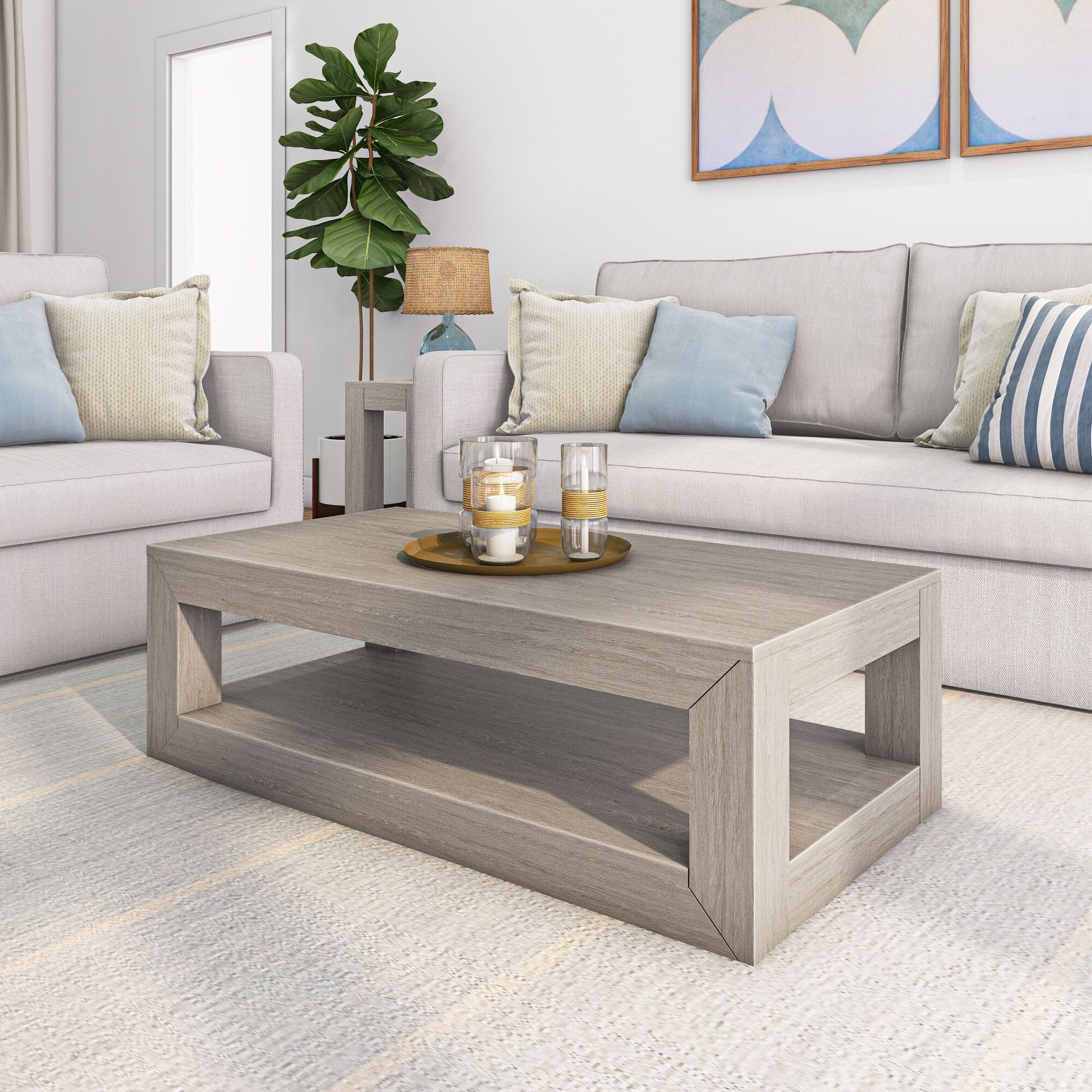 Modern Coffee Table with Shelf - 48" - Image 4
