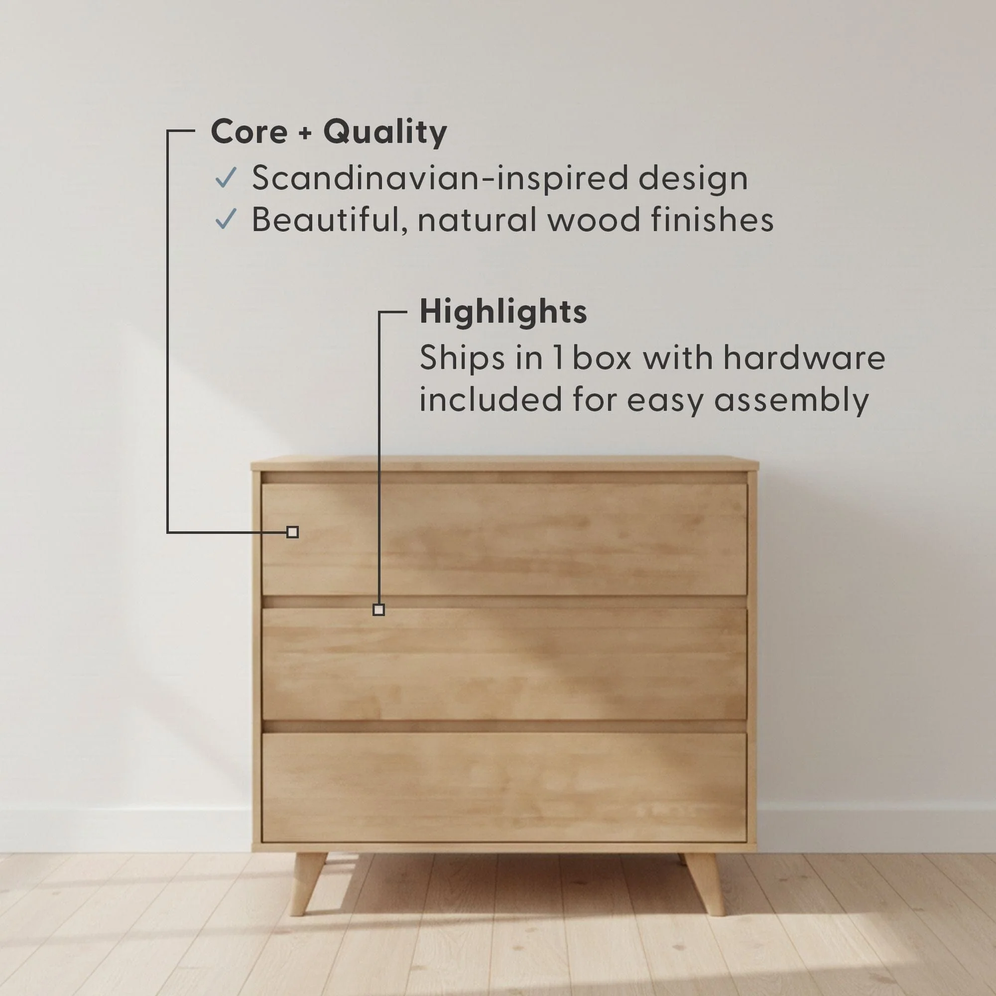 Modern 3-Drawer Dresser - Image 14