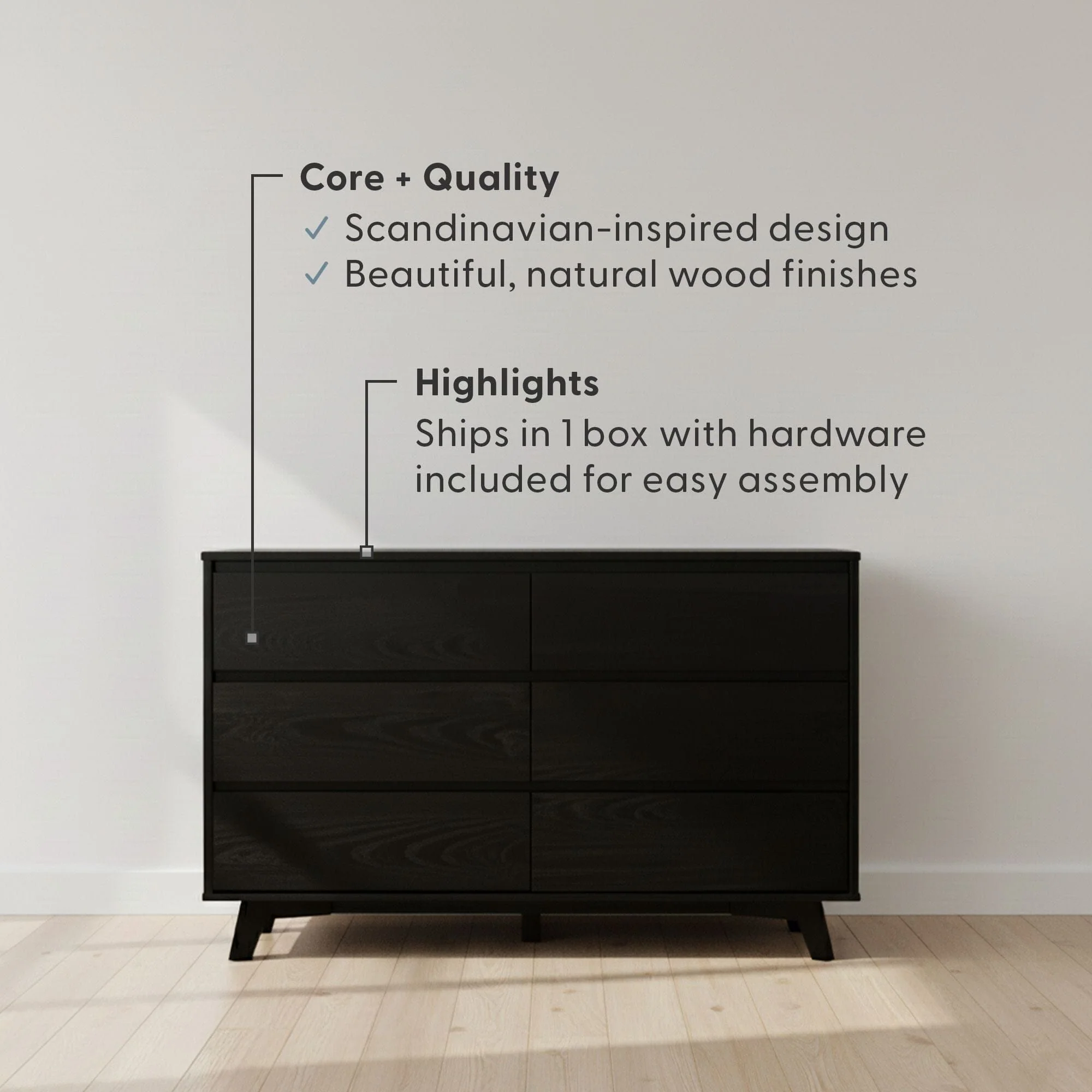 Modern 6-Drawer Dresser - Image 10