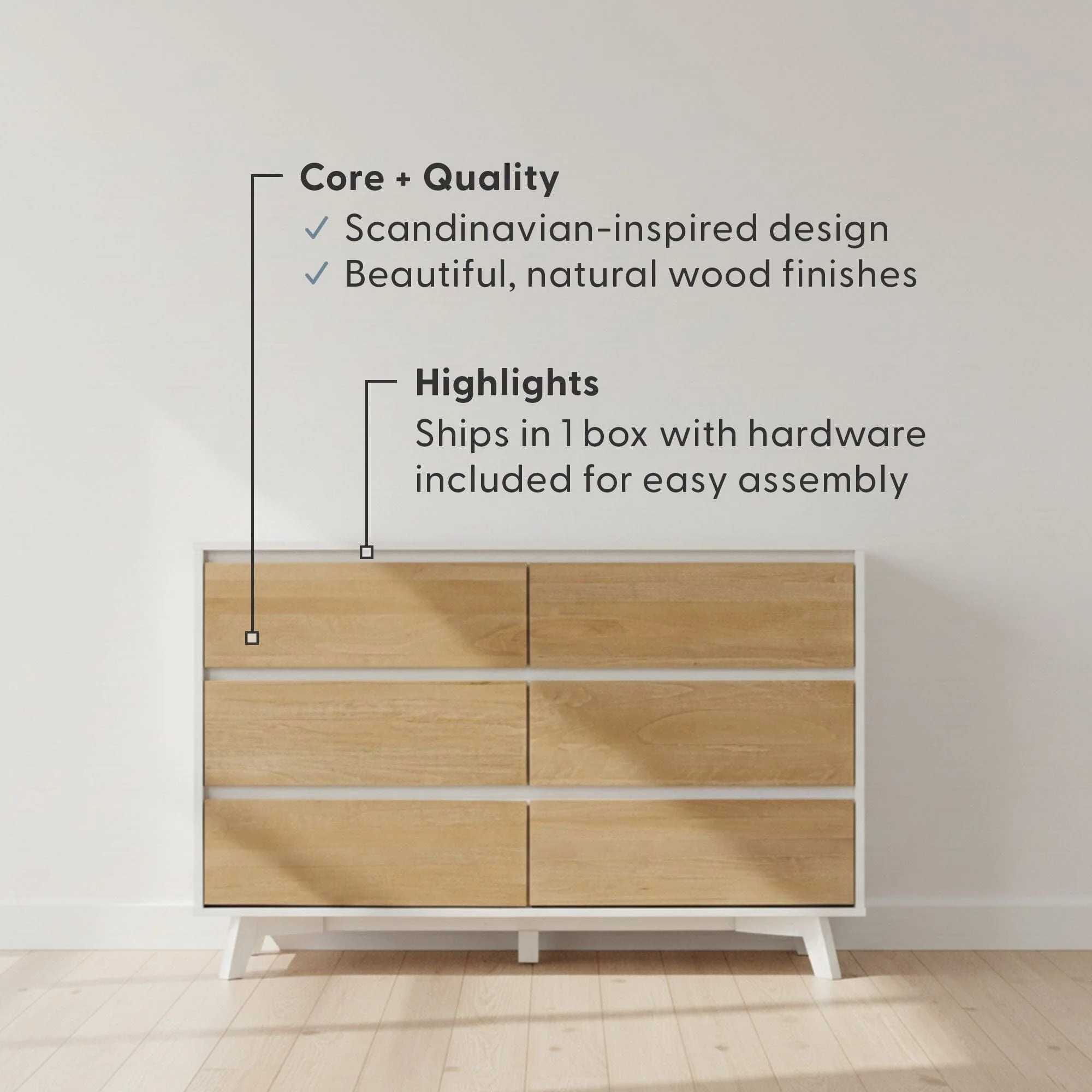 Modern 6-Drawer Dresser - Image 11