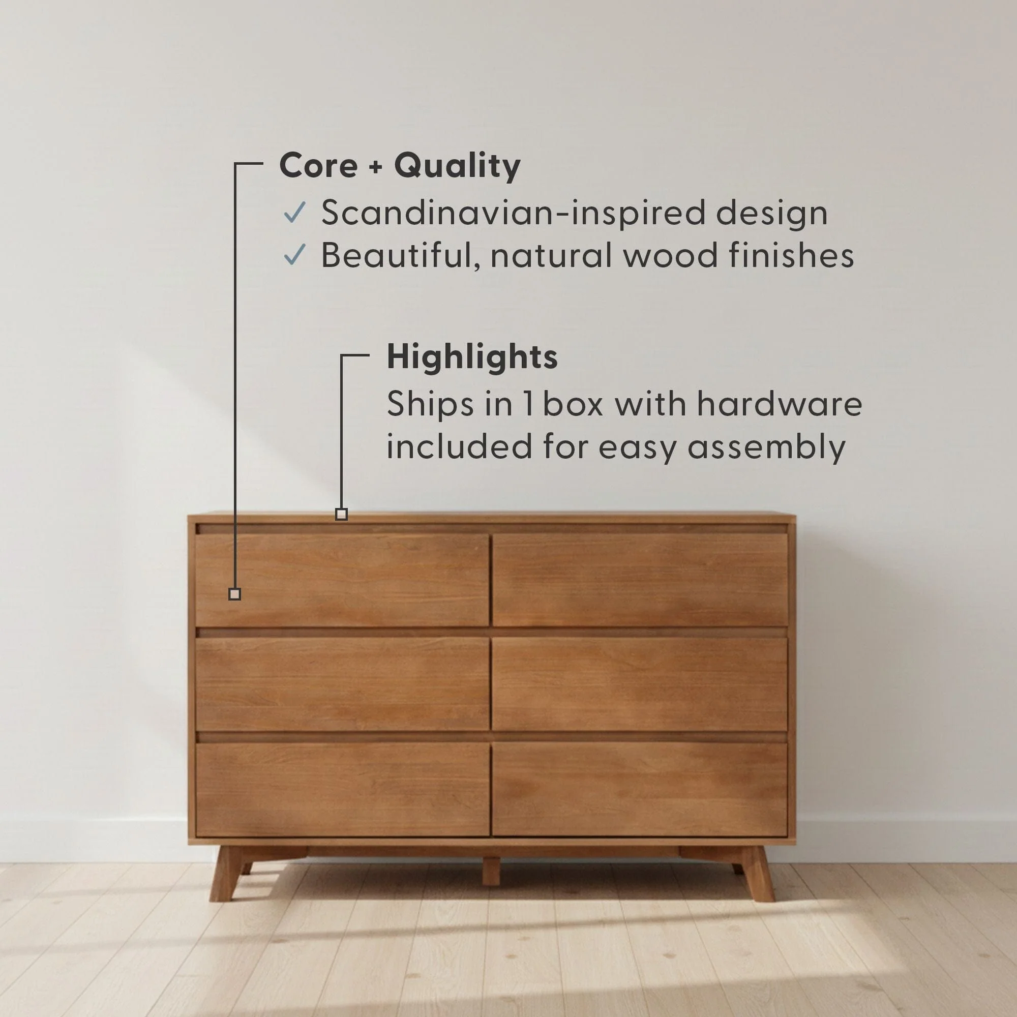 Modern 6-Drawer Dresser - Image 8