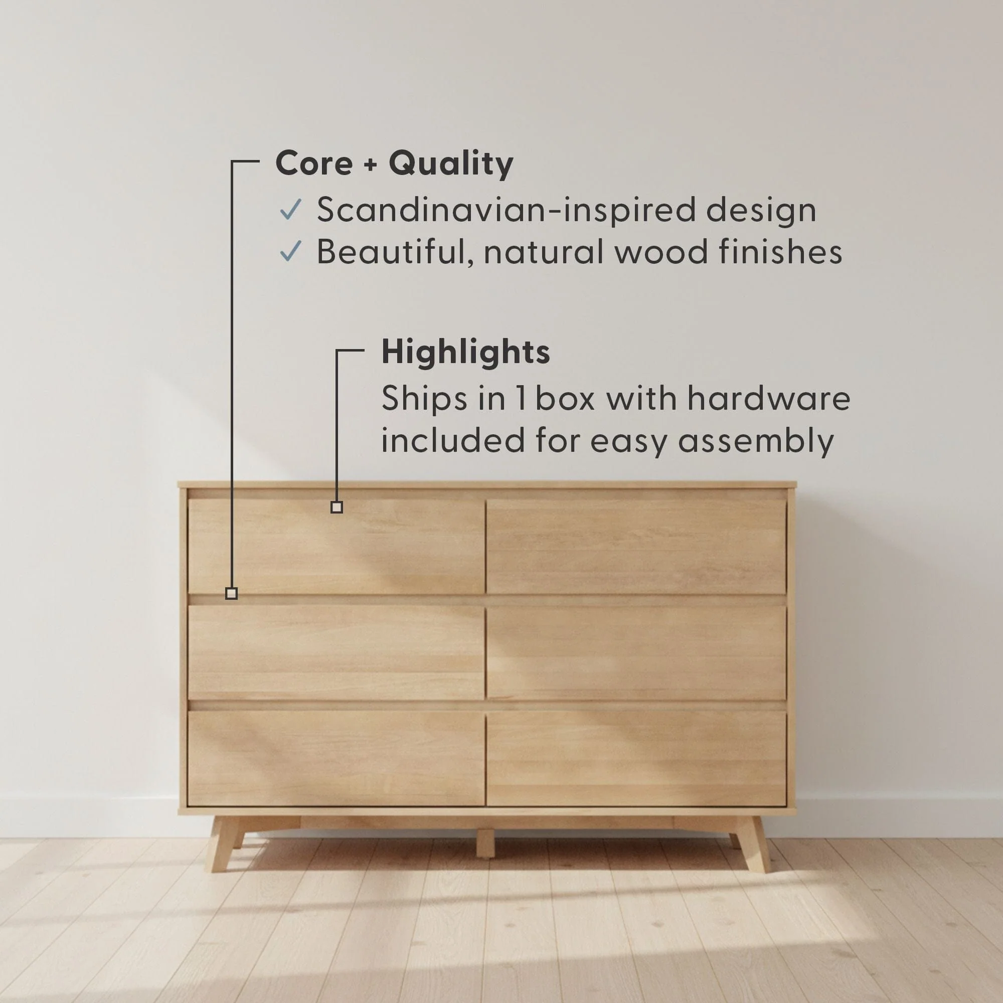 Modern 6-Drawer Dresser - Image 9