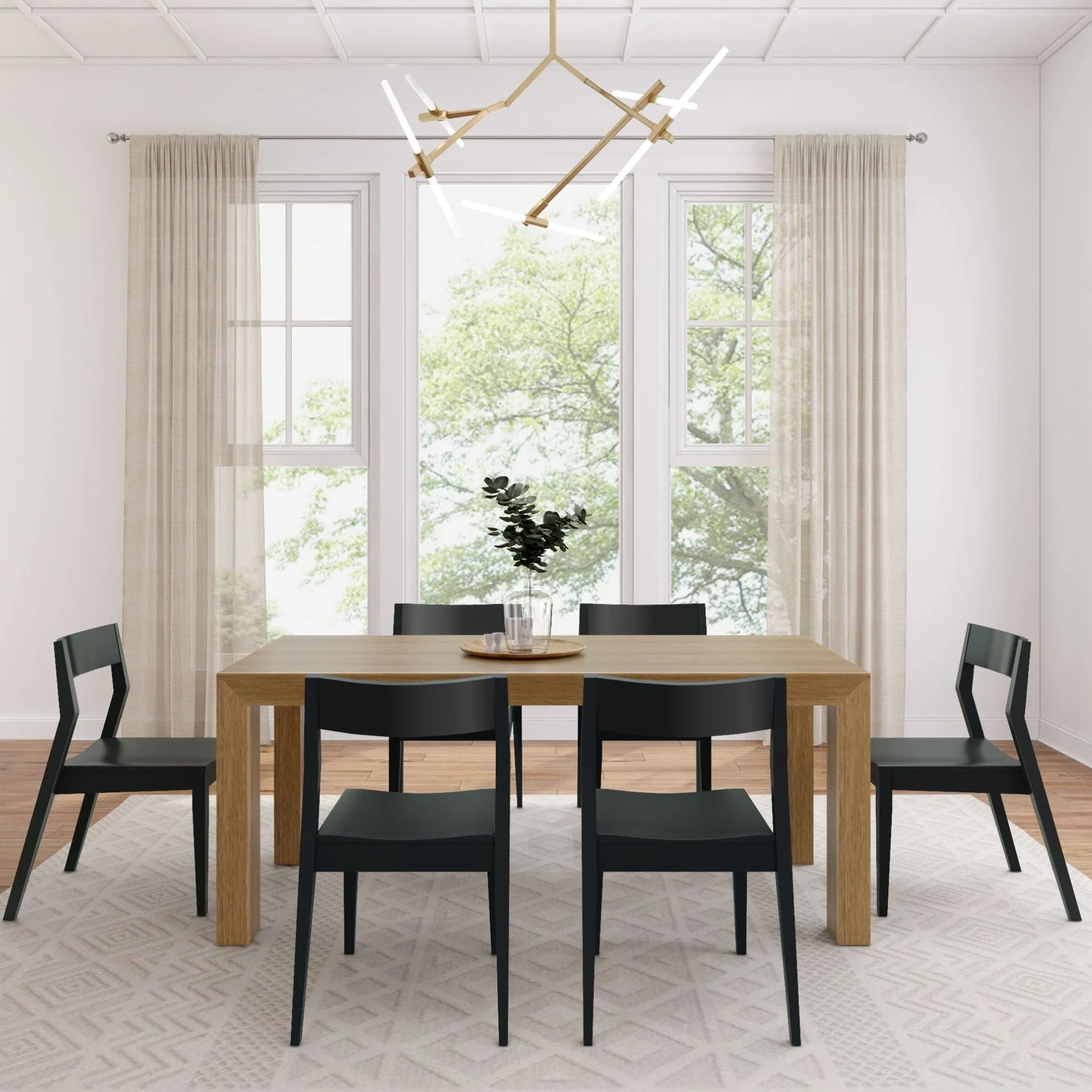 Modern Dining Set with Black Chairs - 72" - Image 10