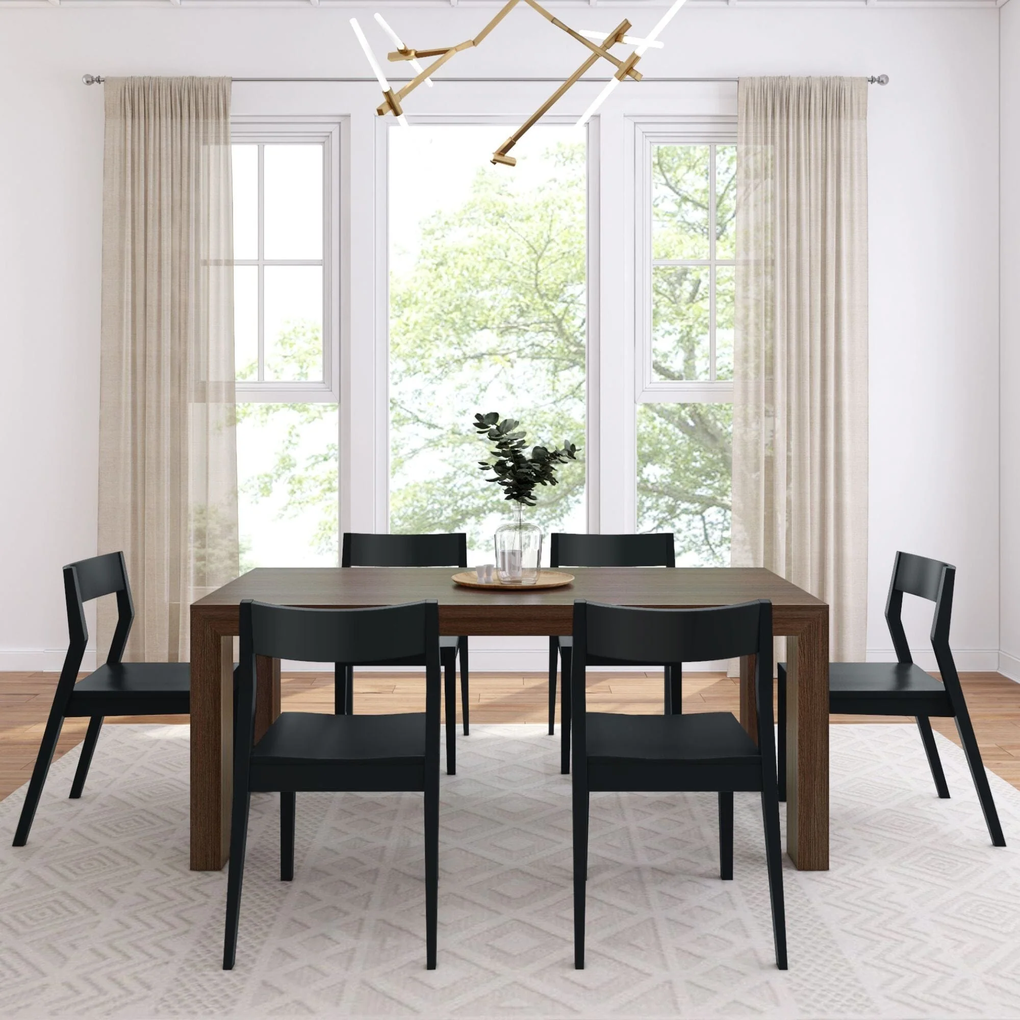 Modern Dining Set with Black Chairs - 72" - Image 11