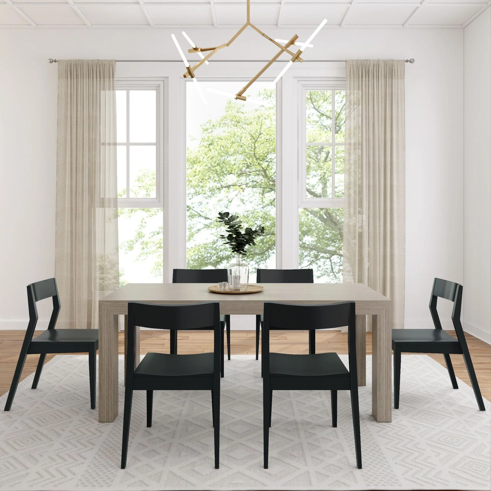 Modern Dining Set with Black Chairs - 72" - Image 12