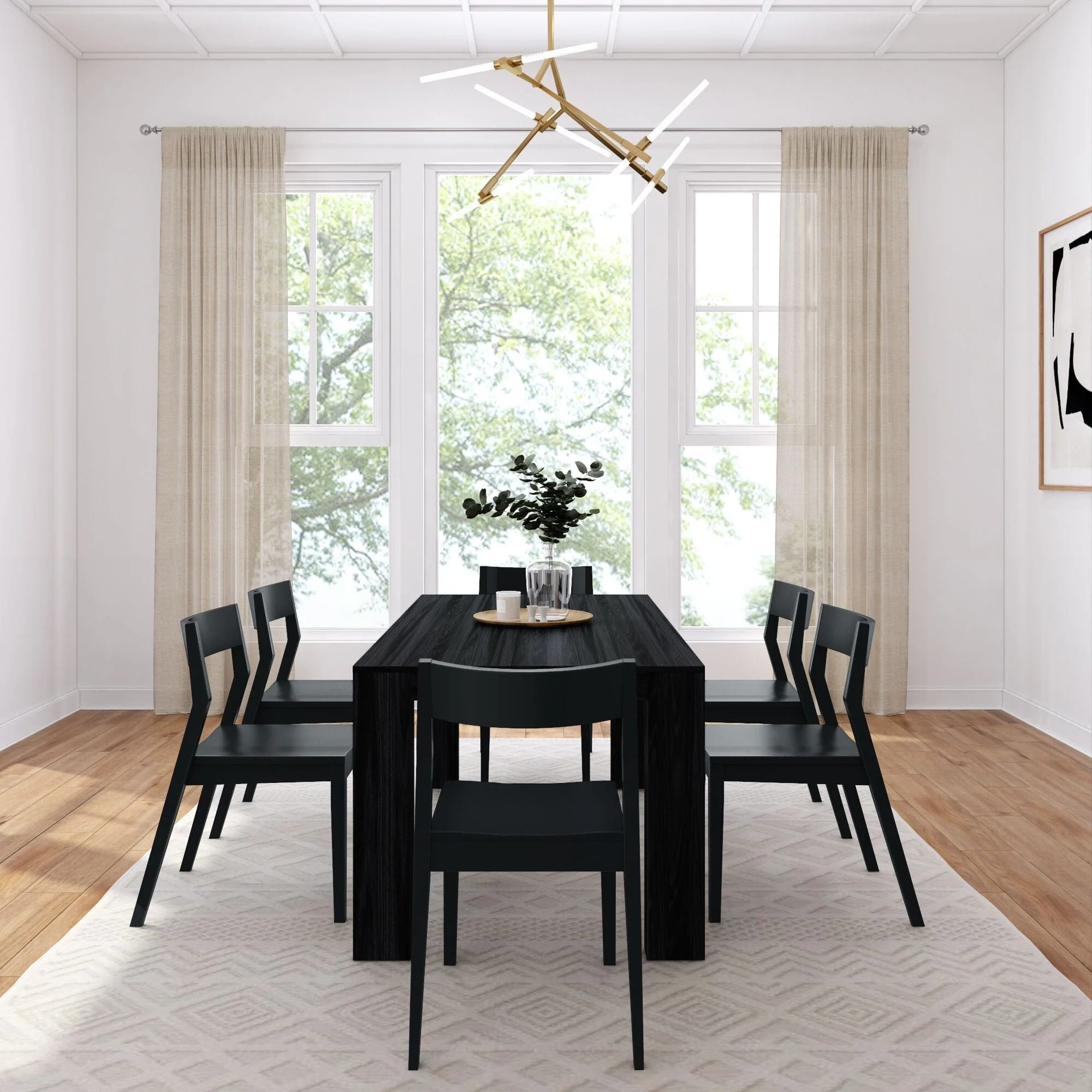 Modern Dining Set with Black Chairs - 72" - Image 15