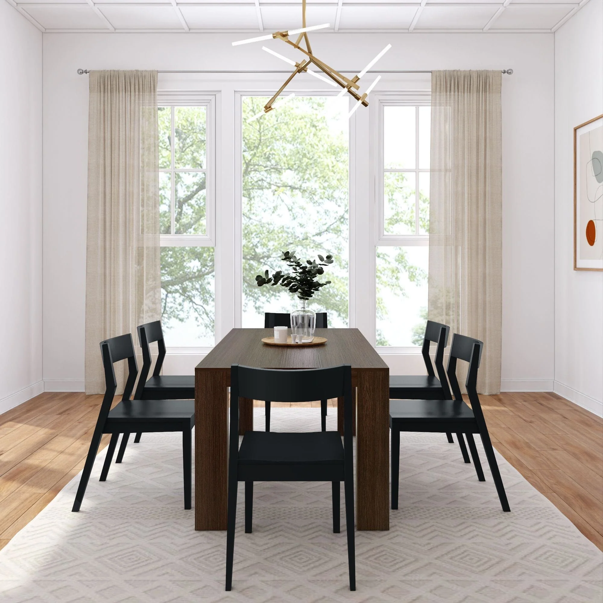 Modern Dining Set with Black Chairs - 72" - Image 17