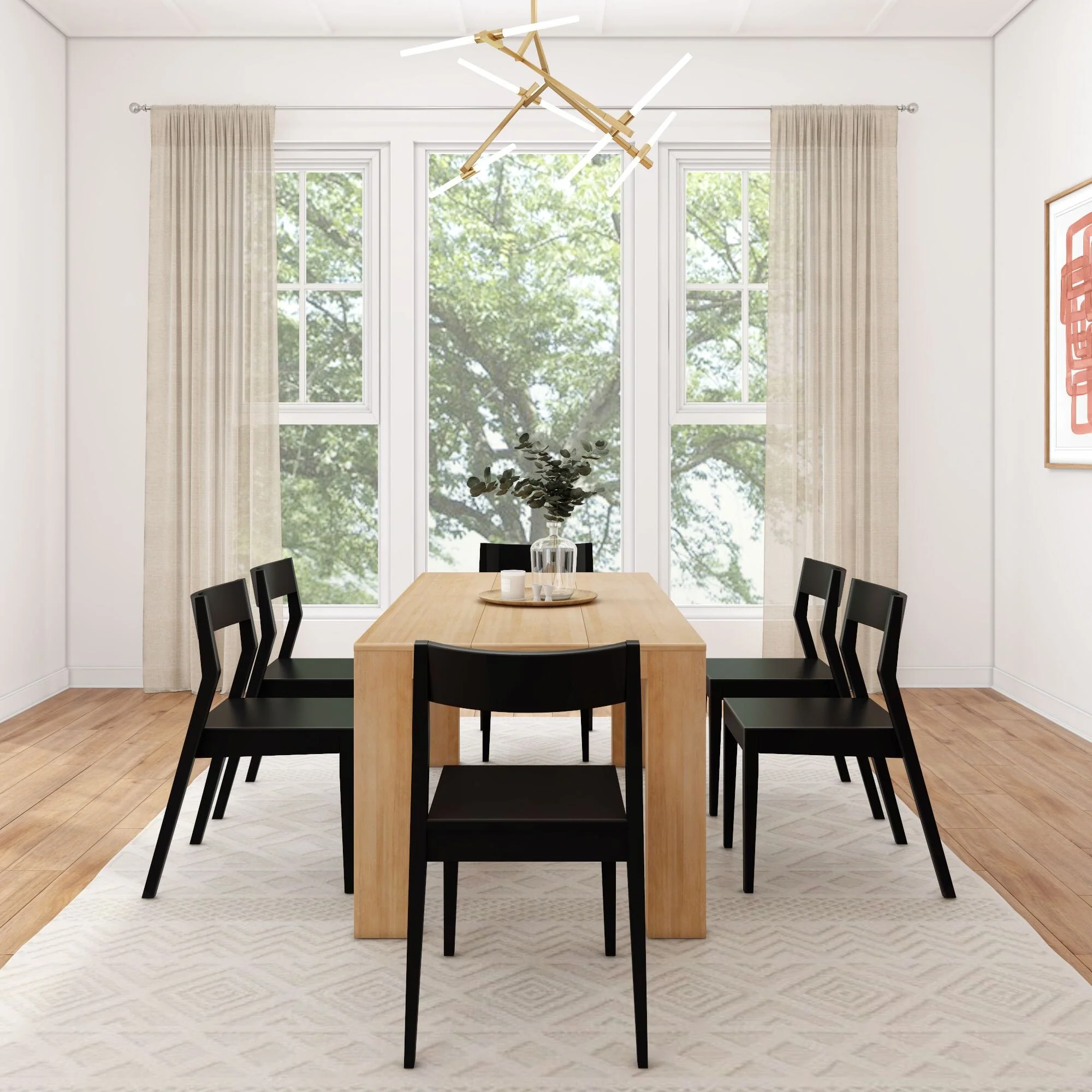 Modern Dining Set with Black Chairs - 72" - Image 23