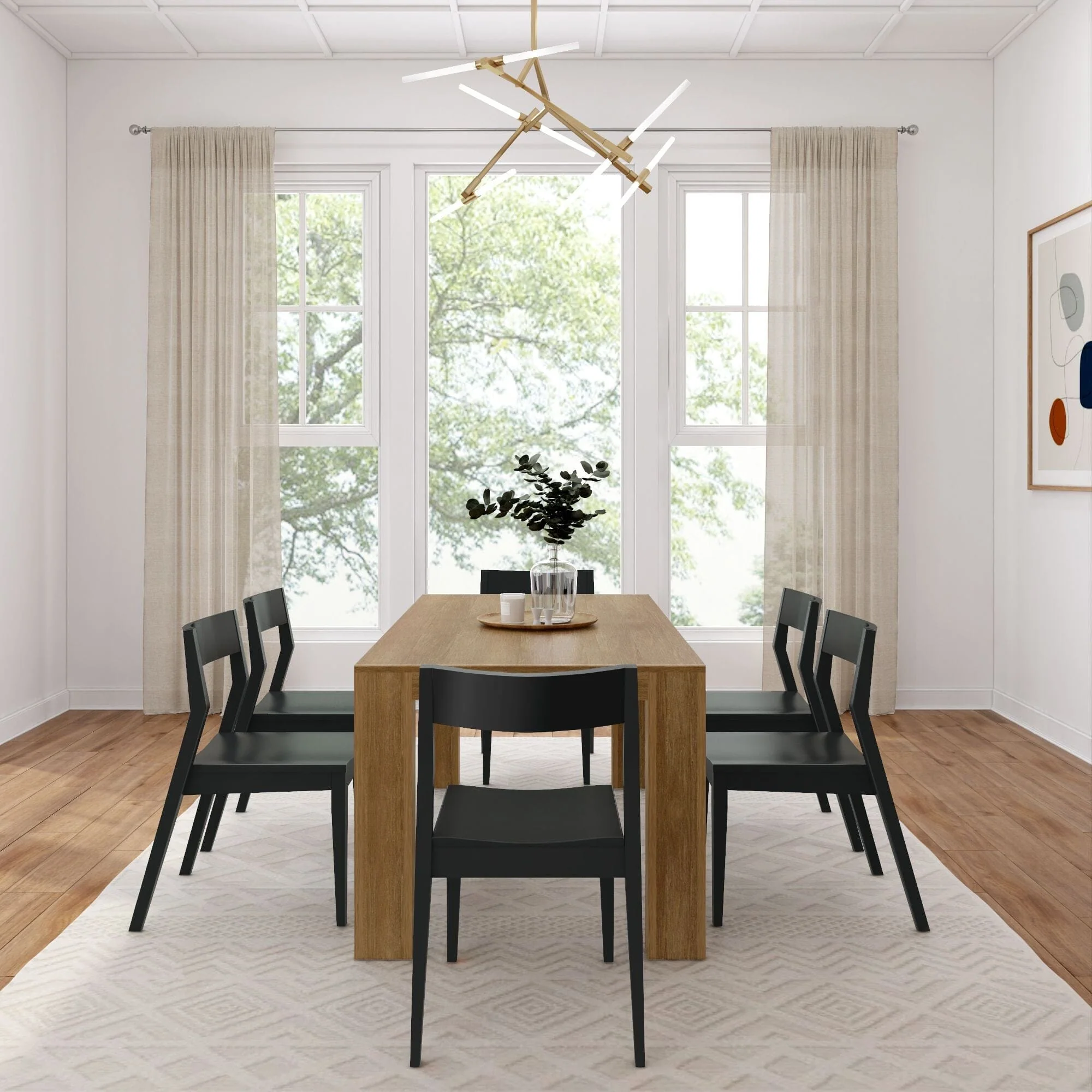 Modern Dining Set with Black Chairs - 72" - Image 25