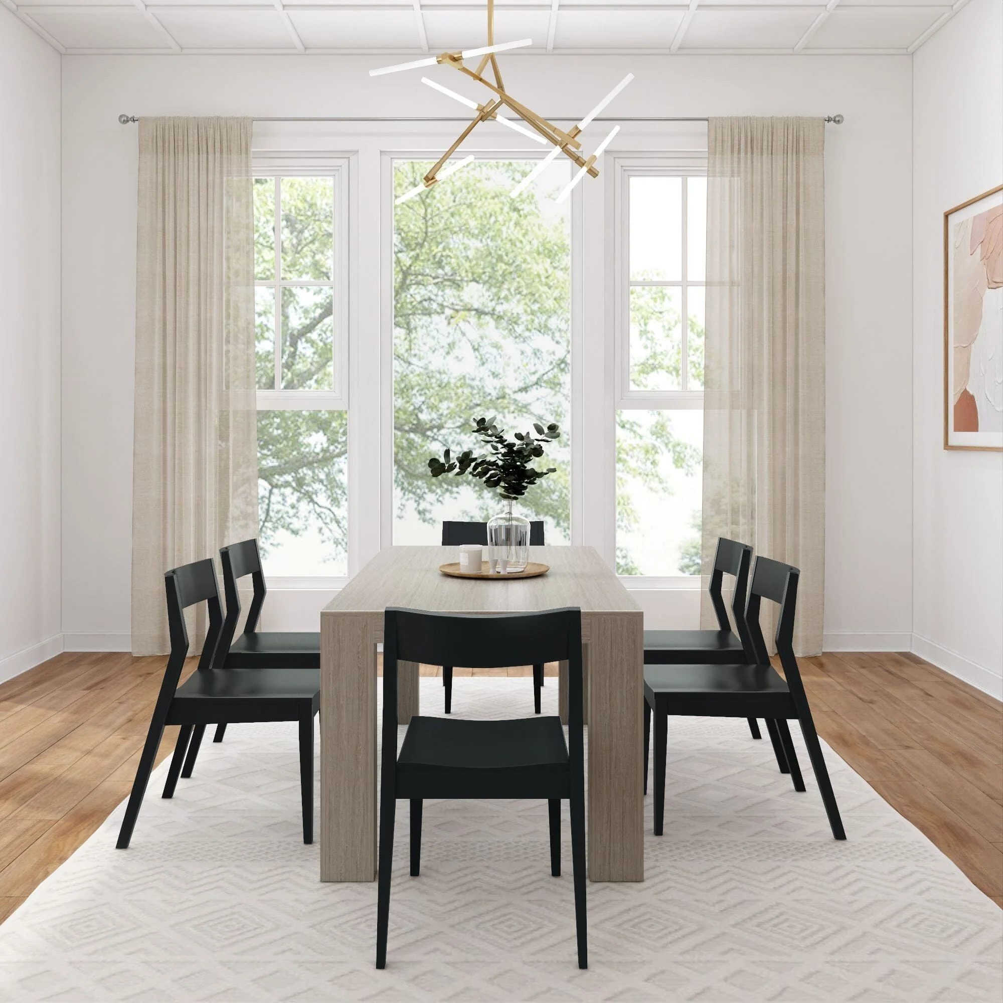 Modern Dining Set with Black Chairs - 72" - Image 26