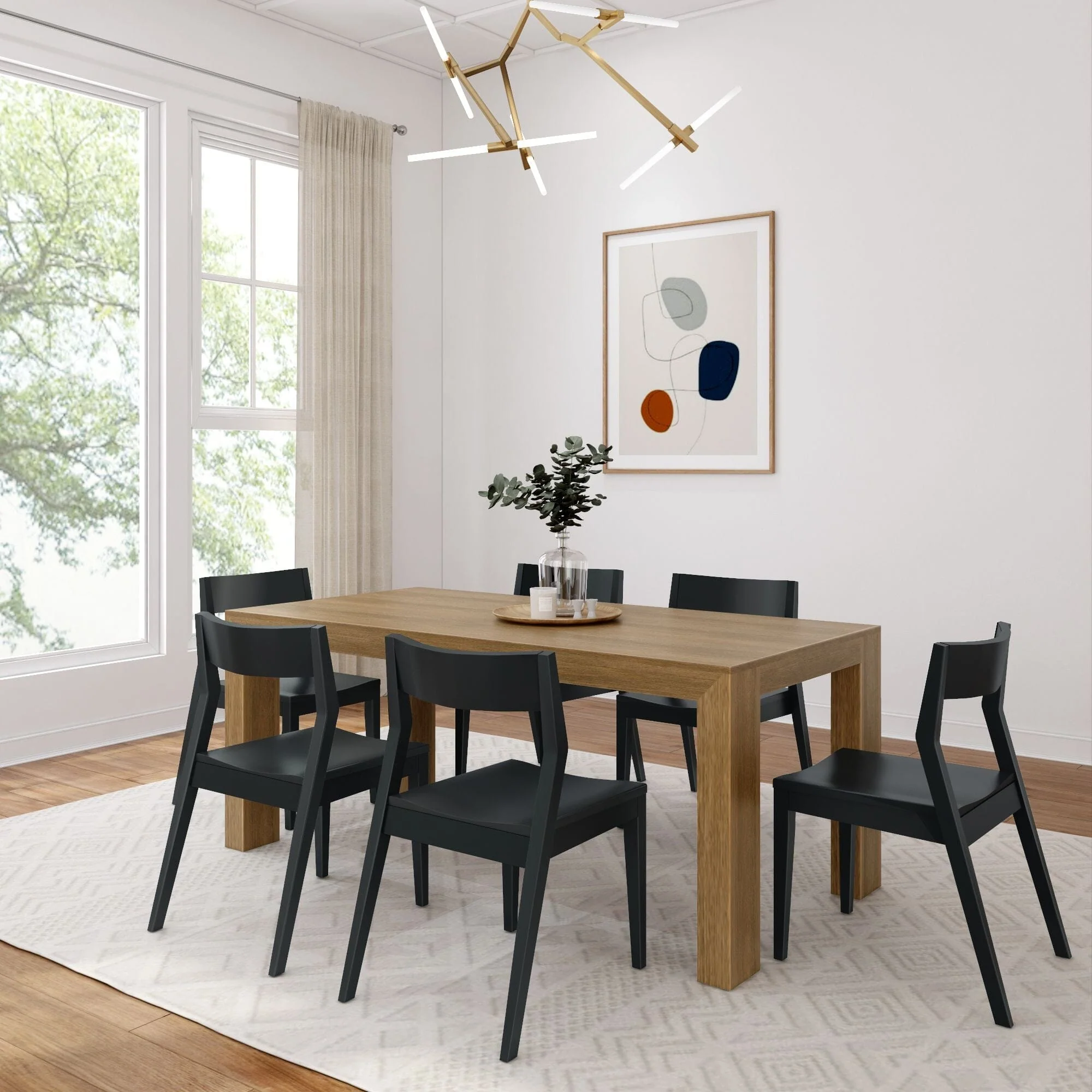 Modern Dining Set with Black Chairs - 72" - Image 4