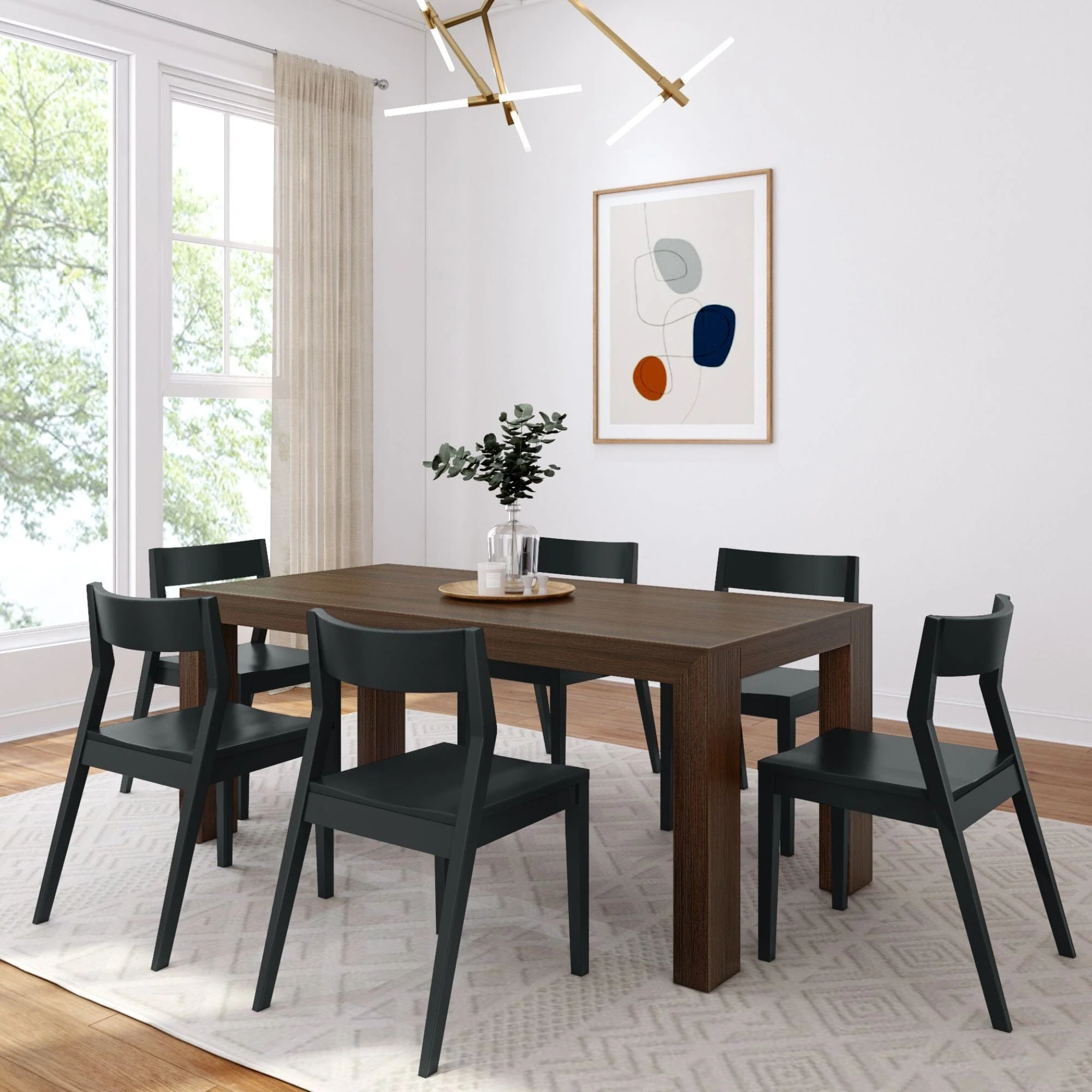 Modern Dining Set with Black Chairs - 72" - Image 5