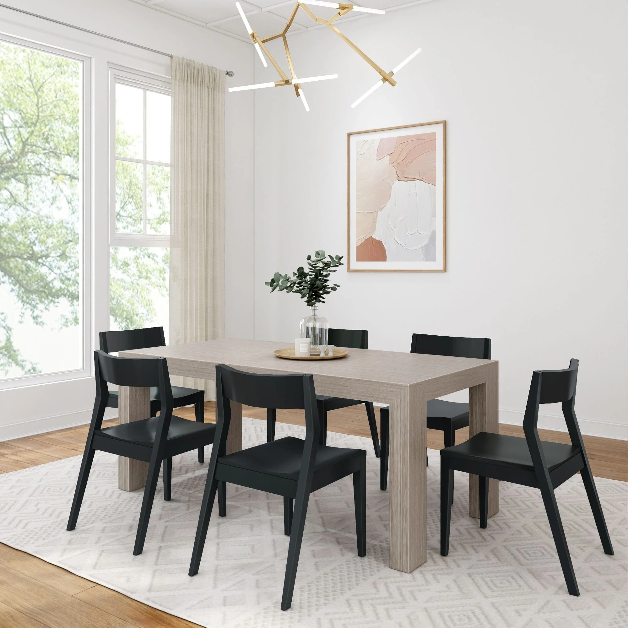 Modern Dining Set with Black Chairs - 72" - Image 6
